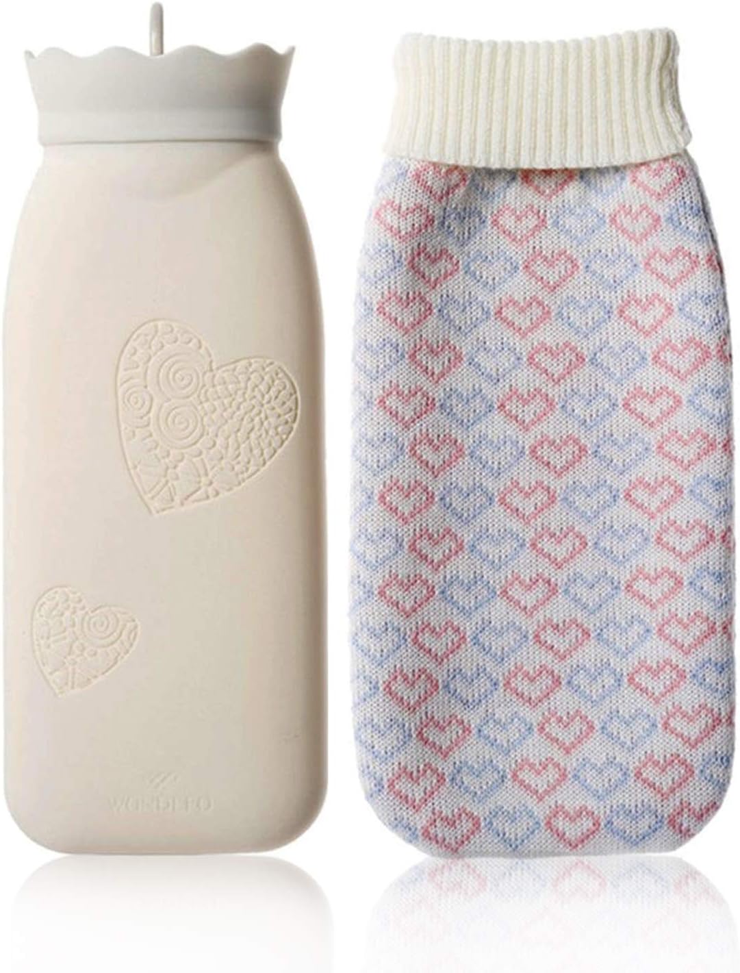 Microwave Heating Silicone Hot Water Bottle Bag with Knit Cover, Hot & Cold Therapies Back pain - Gift for Girlfriend,Mather,Valentine's Day