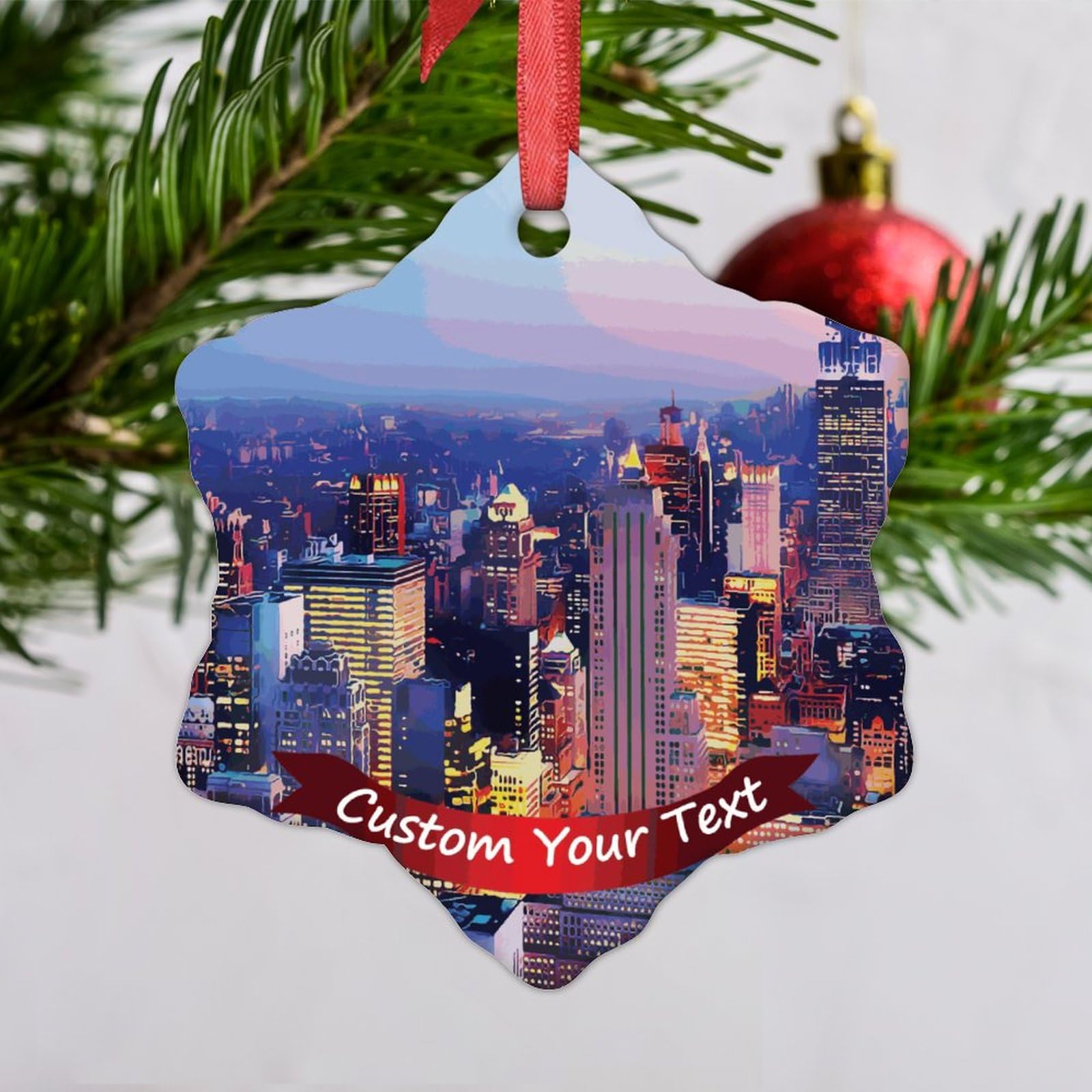 LMMIXEE New York Personalized Christmas Ornaments 2024 New York Themed Ornaments For Christmas Trees Ornament Customized Travel Lovers Keepsake Gift for Friends/Tour 3 Inch