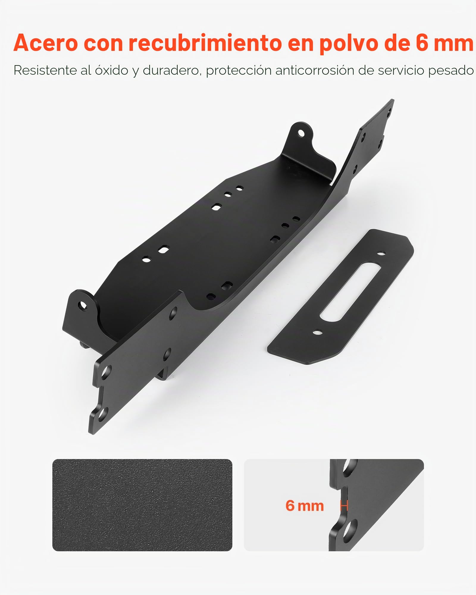 VEVOR Soporte de Cabrestante, Soporte de Enganche de Remolque para Modelos Jeep Wrangler JL/JLU y Gladiator JT Seleccionados (2018-2023), Diseño de 2 Orificios Capacidad de 5443 kg, Negro