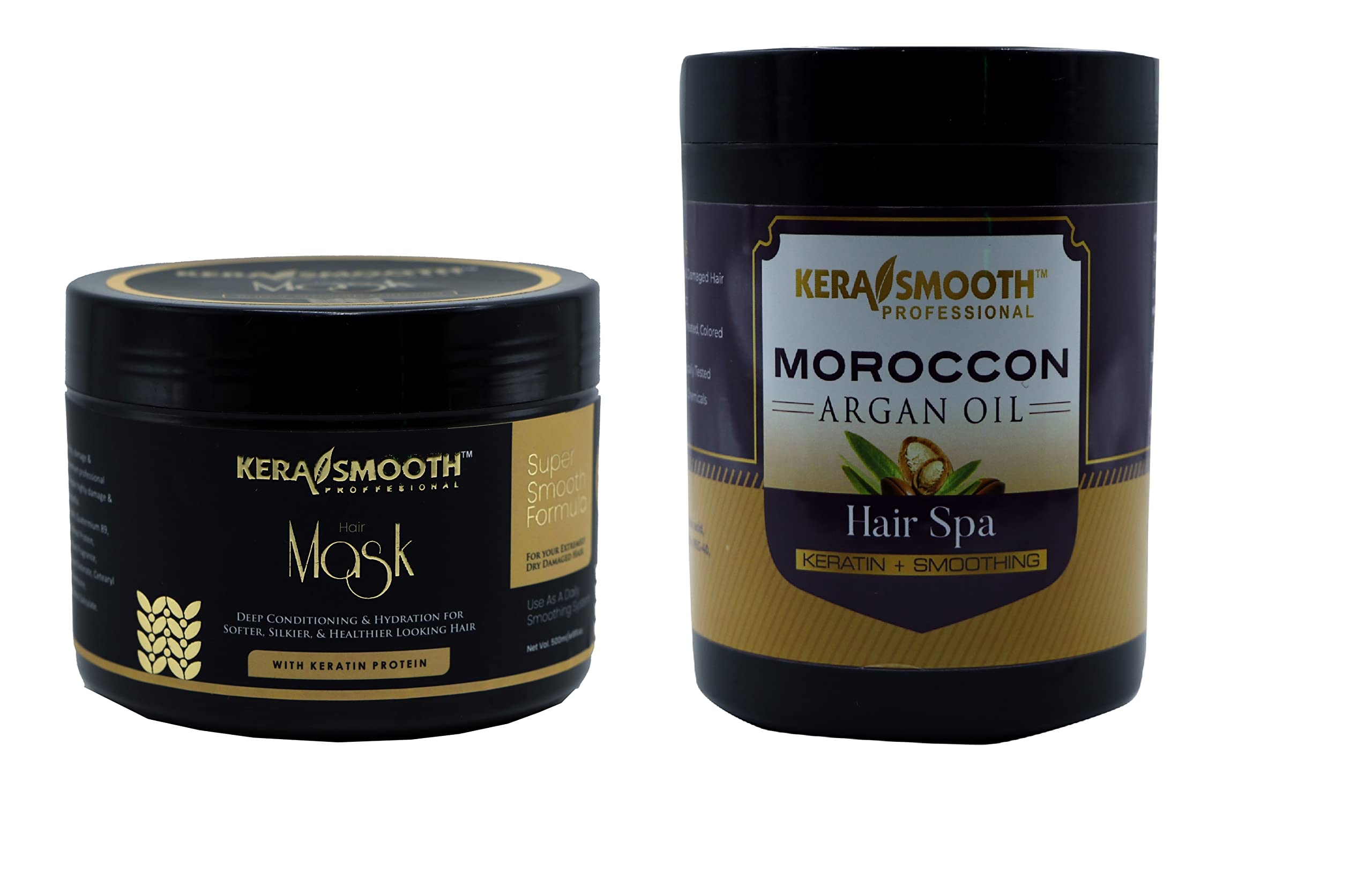 Kera Smooth Hair Mask 500ml & Moroccon Argen Oil Hair Spa 1000ml Keratin + Smoothing Deep Nourishing