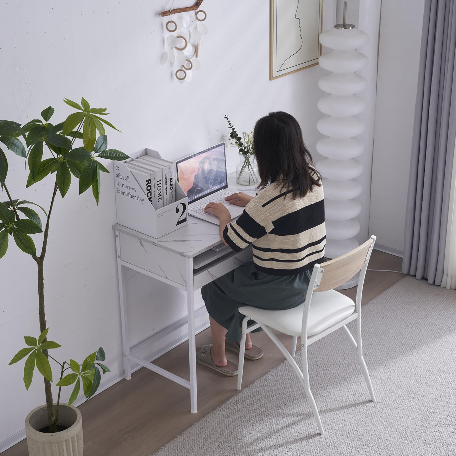 Amazon | パソコンデスク キーボードスライダー付き 幅85 cm