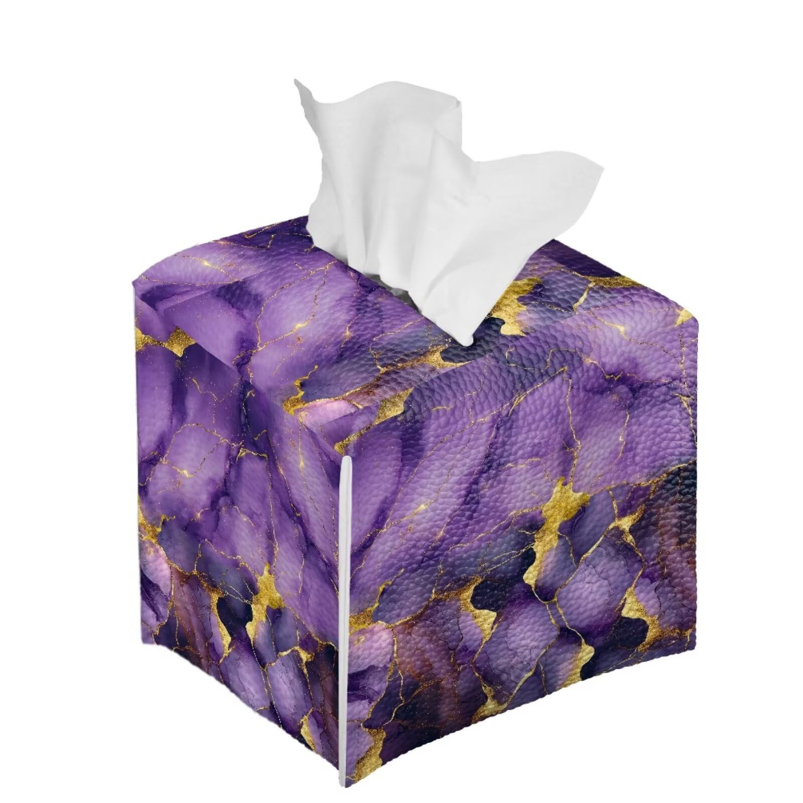 ASQVTIFE Purple Tissue Box Cover Purple Tissue Holder for Bedroom Paper Napkin Holder Tissue Dispenser for Kitchen Countertops Modern Bedroom Decor