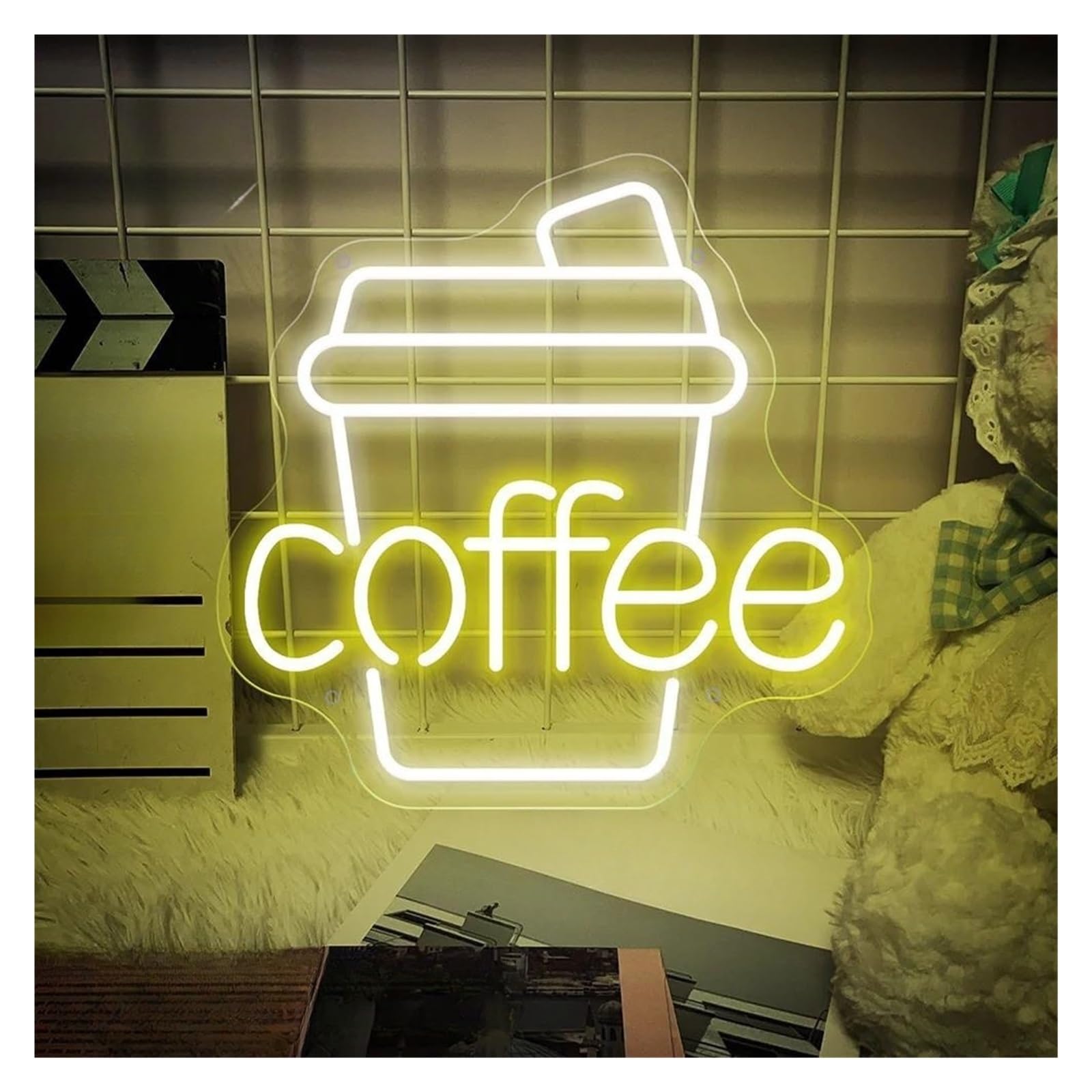 SHOUXI Sign Lamp Coffee Neon Signs Light Dimmable USB Powered Bar Coffee Kitchen Home Cafe Office Club Restaurant Wall Decor Sign Illuminated(E,30x30cm)