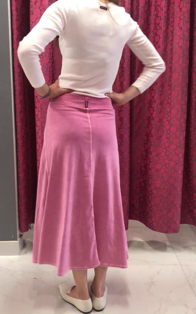 Hard Tail Forever A-Line Cotton Skirt with Rolldown Waistband Style B-131 S Grey Denim - Image 4