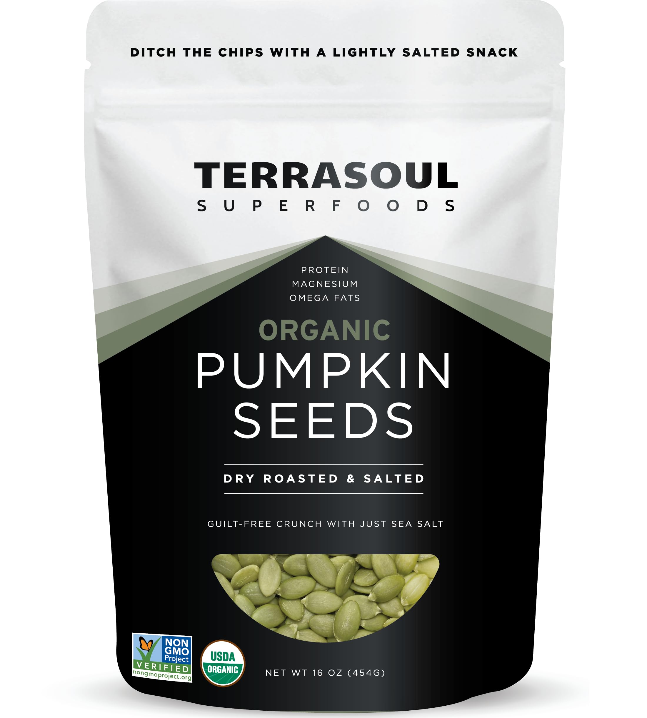 Terrasoul Superfoods Organic Dry-Roasted Salted Pumpkin Seeds