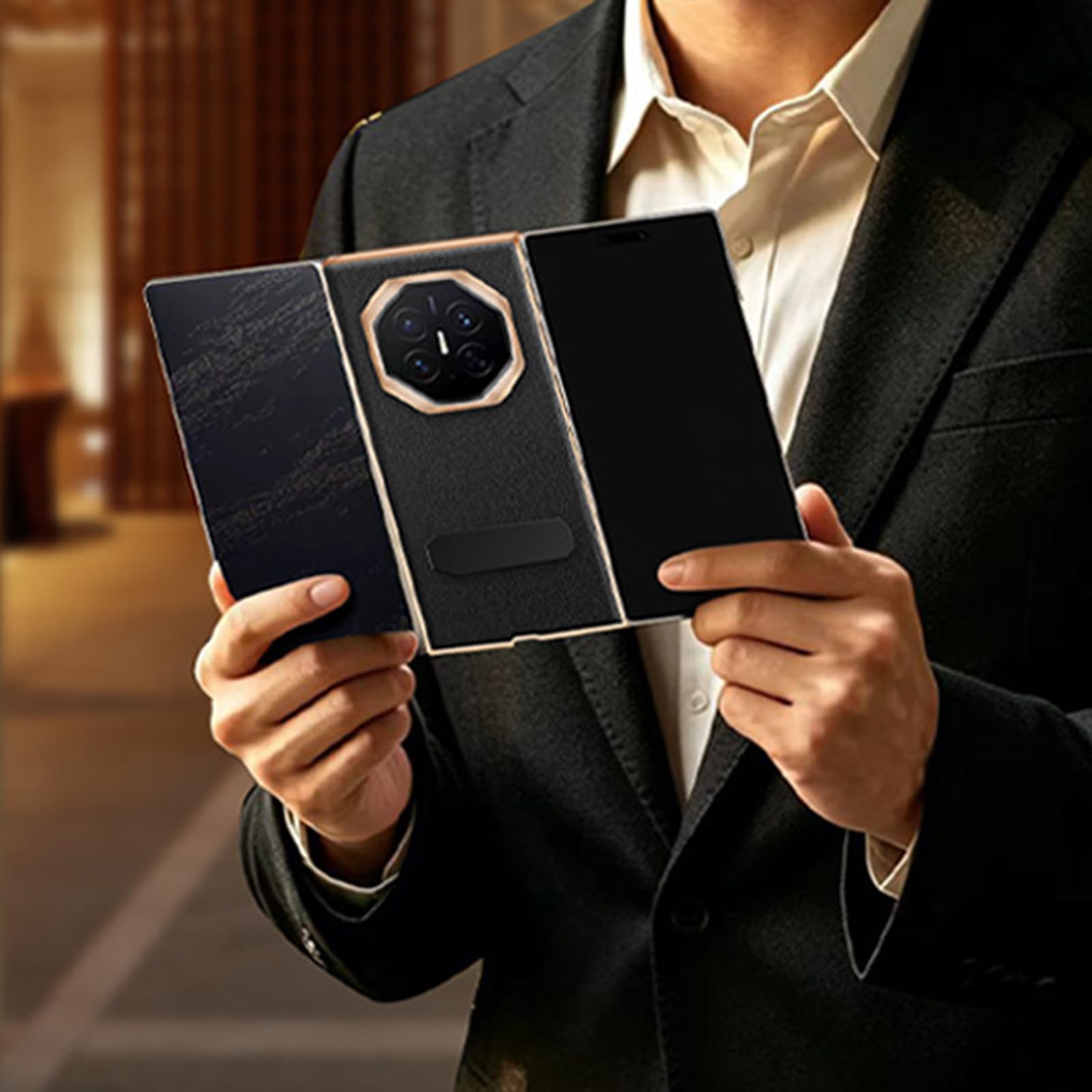 Pokrowiec ochronny do Huawei Mate XT2, składany stojak liczi blizny skóra
