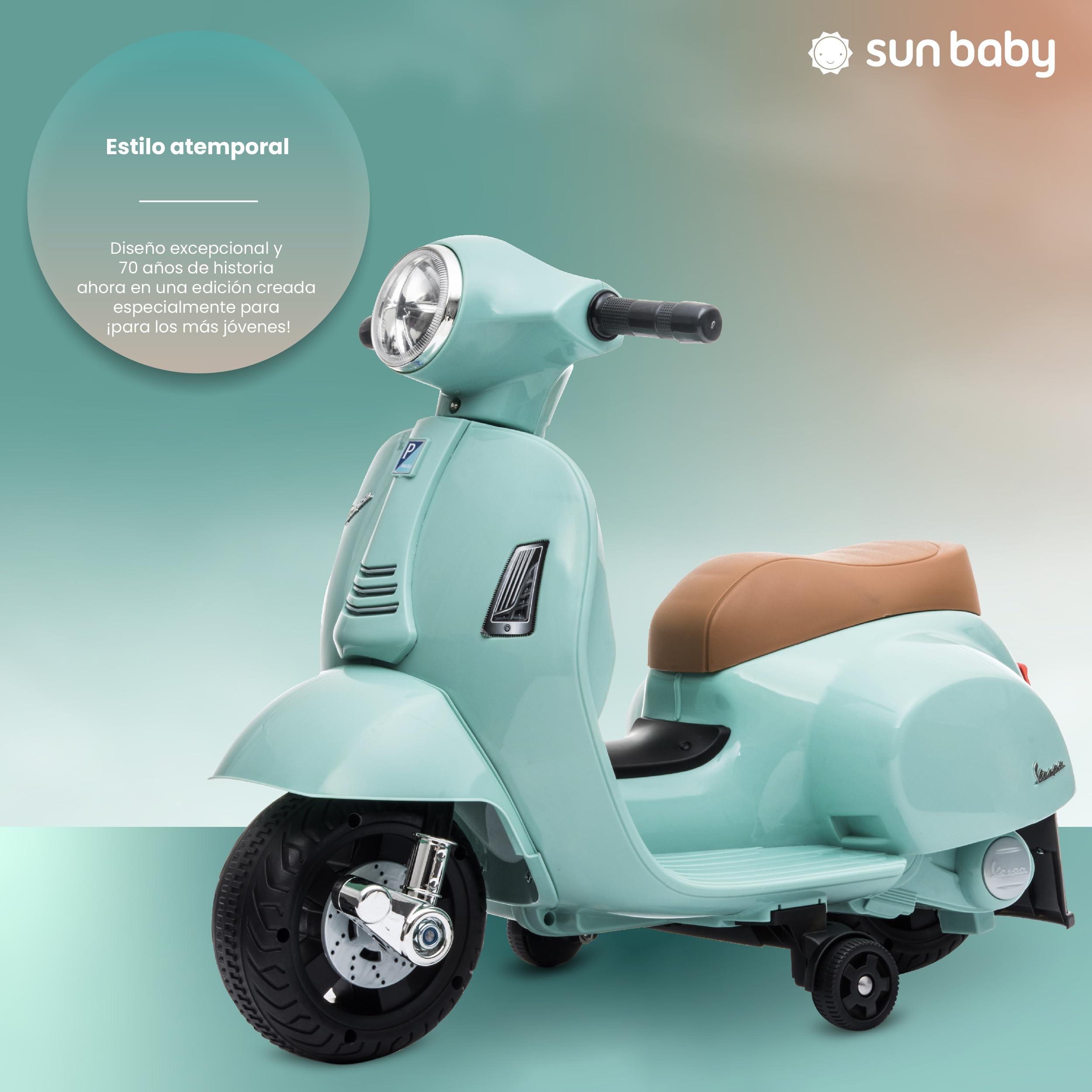 Vespa electrica niños, Motos electricas Infantiles, Vehículo eléctrico Vehículo Infantil Scooter (Menta)