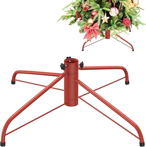 Pextian Soporte de metal para árbol artificial, soporte plegable para árbol de Navidad de 19.7 pulgadas, base de soporte de árbol de Navidad de