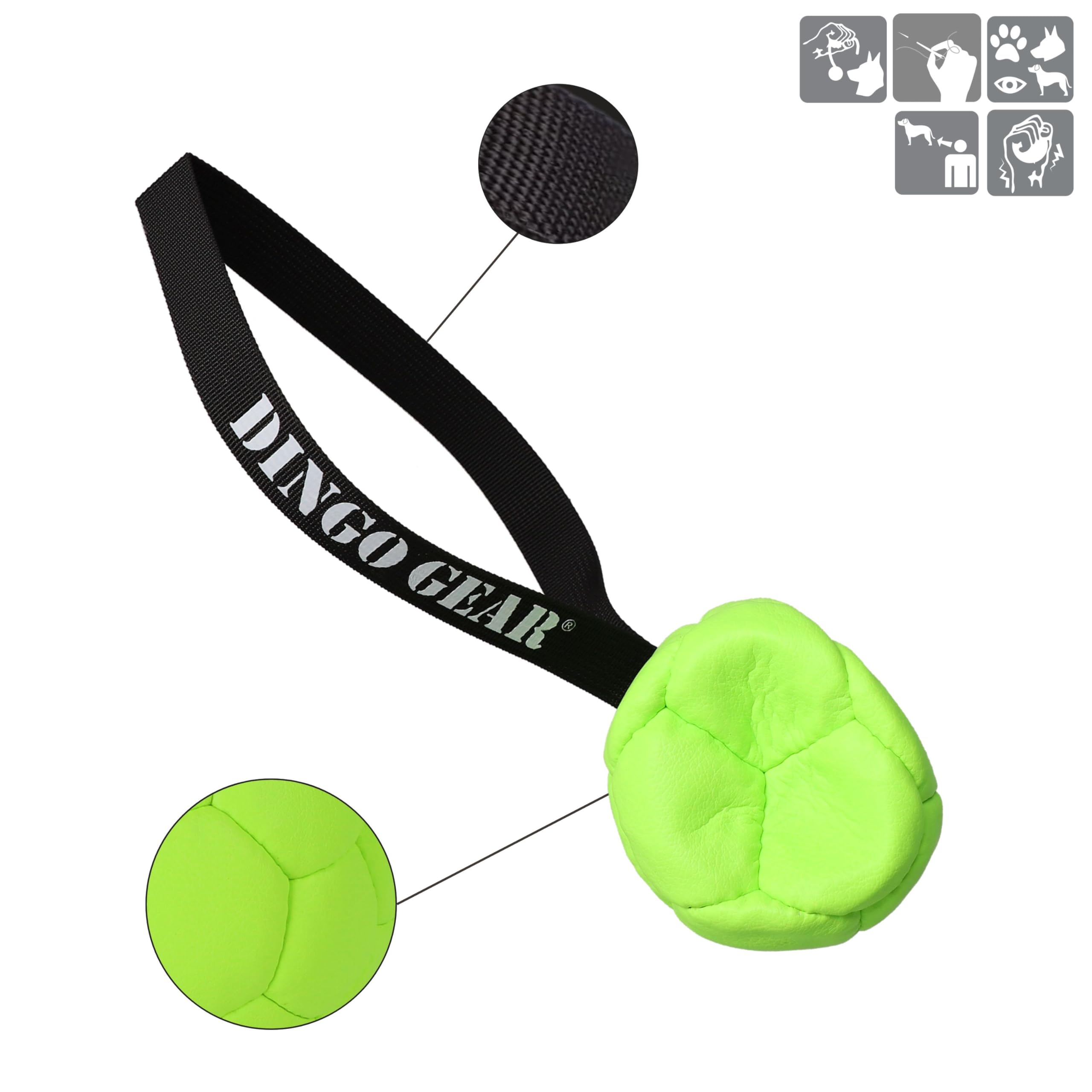 Dingo Gear Set Ball Inflatable with Pump Ball with Loop Made of Eco Leather Diameter of 8 cm Dog Toy Training Ball Dog Training Fun for Dogs Green Neon Z30030 - Image 4