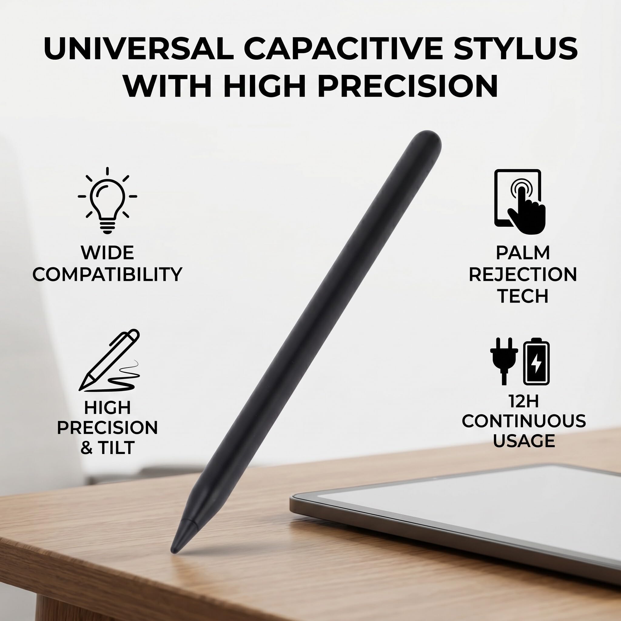 Penna Stilo per Tablet per Touch Screen, Penna Touchscreen Digitale Magnetica Ad Alta sensibilità Penna per Tablet con Punta Precisa Nera per Android per Dispositivi IOS