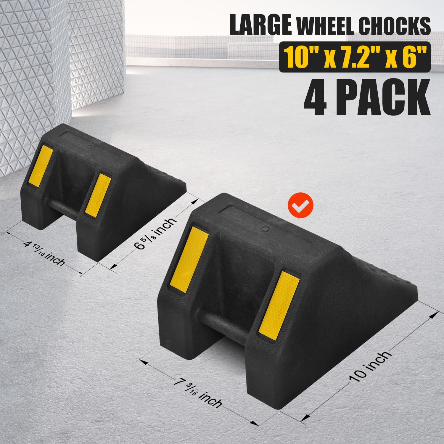 8er Set Gummi-Radkeile, 16,8 × 12,7 × 10,2 cm, mit Griff (4, 6 Zoll)