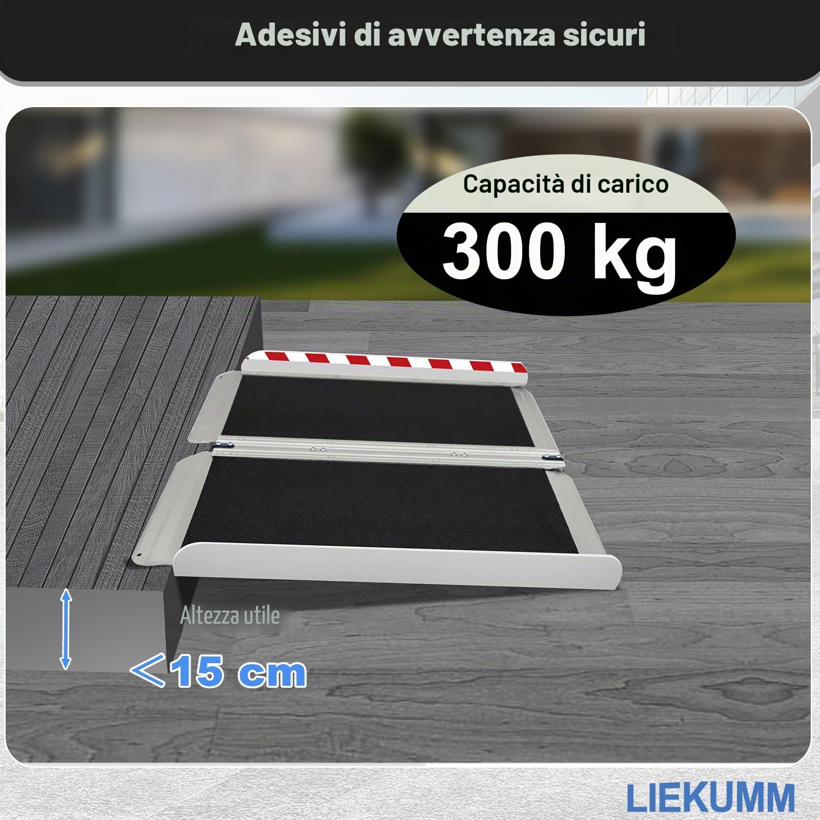LIEKUMM - 60 cm x 76 cm, rampa per soglie con superficie antiscivolo, in alluminio, portatile, rampa per sedia a rotelle, portata 300 kg
