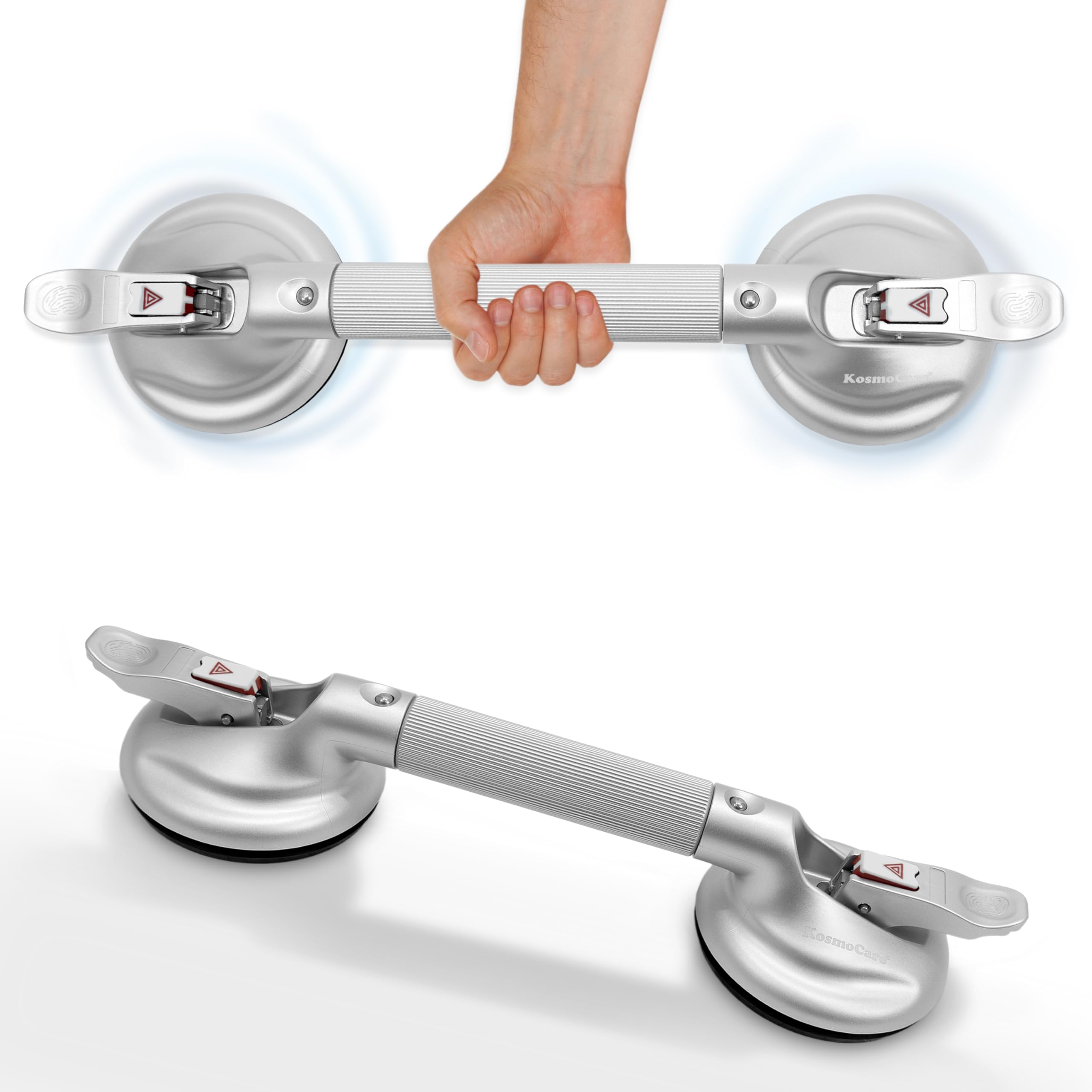 KosmoCare Suction Grab Bar | Tool Free Shower Handle | Portable Grab Bar | Safety Rail for Handicap Elderly Senior | Quick (Dis) Assemble | Heavy Duty | 21 inch Silver - Crest Series (B0D2RSYC7Y) Amazon Price History, Amazon Price Tracker