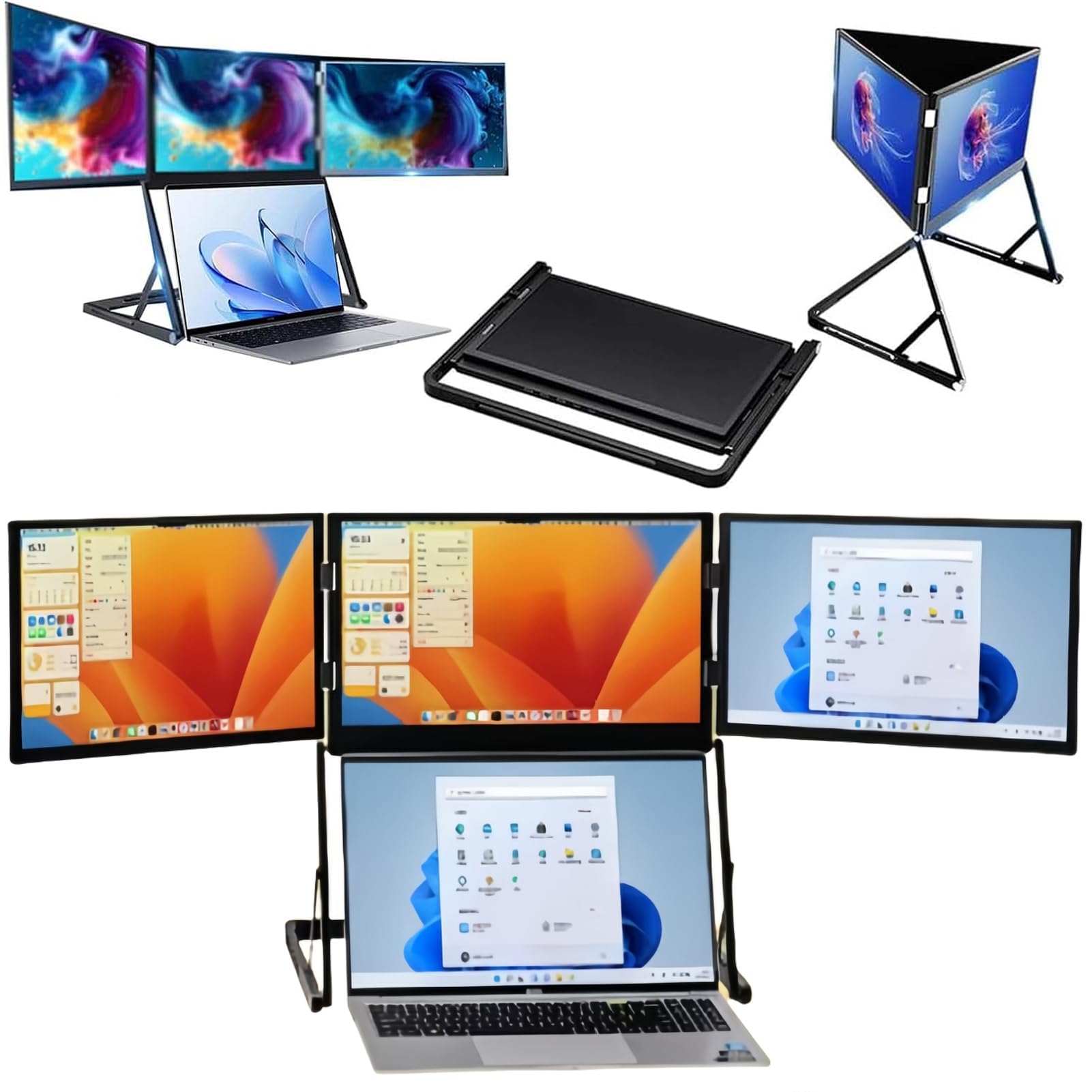 Triple 15.6 Inch Portable Monitor, FHD IPS 1080P Screen Extender, USB-C/HDMI Connection, Compatible with Mac, Windows, for Laptops from 13 to 17 Inches, Portable Extendable Screen-picture-27