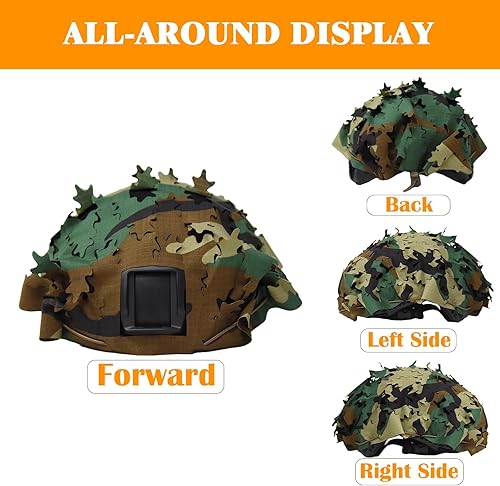 Vista 14 de LOOGU Funda táctica para casco, malla transpirable, camuflaje camuflaje casco cubierta ideal para combate táctico militar LOOGU SPRETTA.C MT frondoso