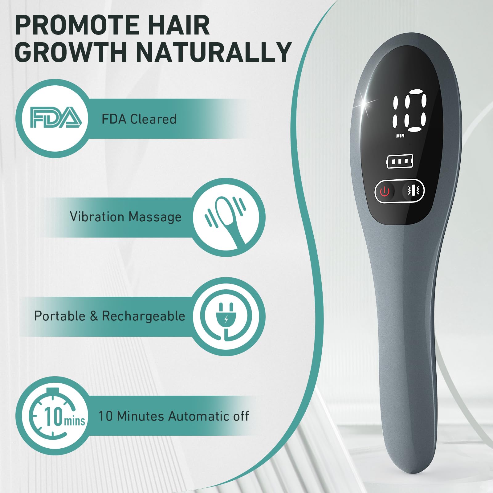 iKeener Laser Peigne pour Cheveux Repousse, 650nm Thérapie par la Lumière Rouge Brosse avec Diodes Laser pour anti Chute de Cheveux, Naturel Croissance Cheveux Femme Homme