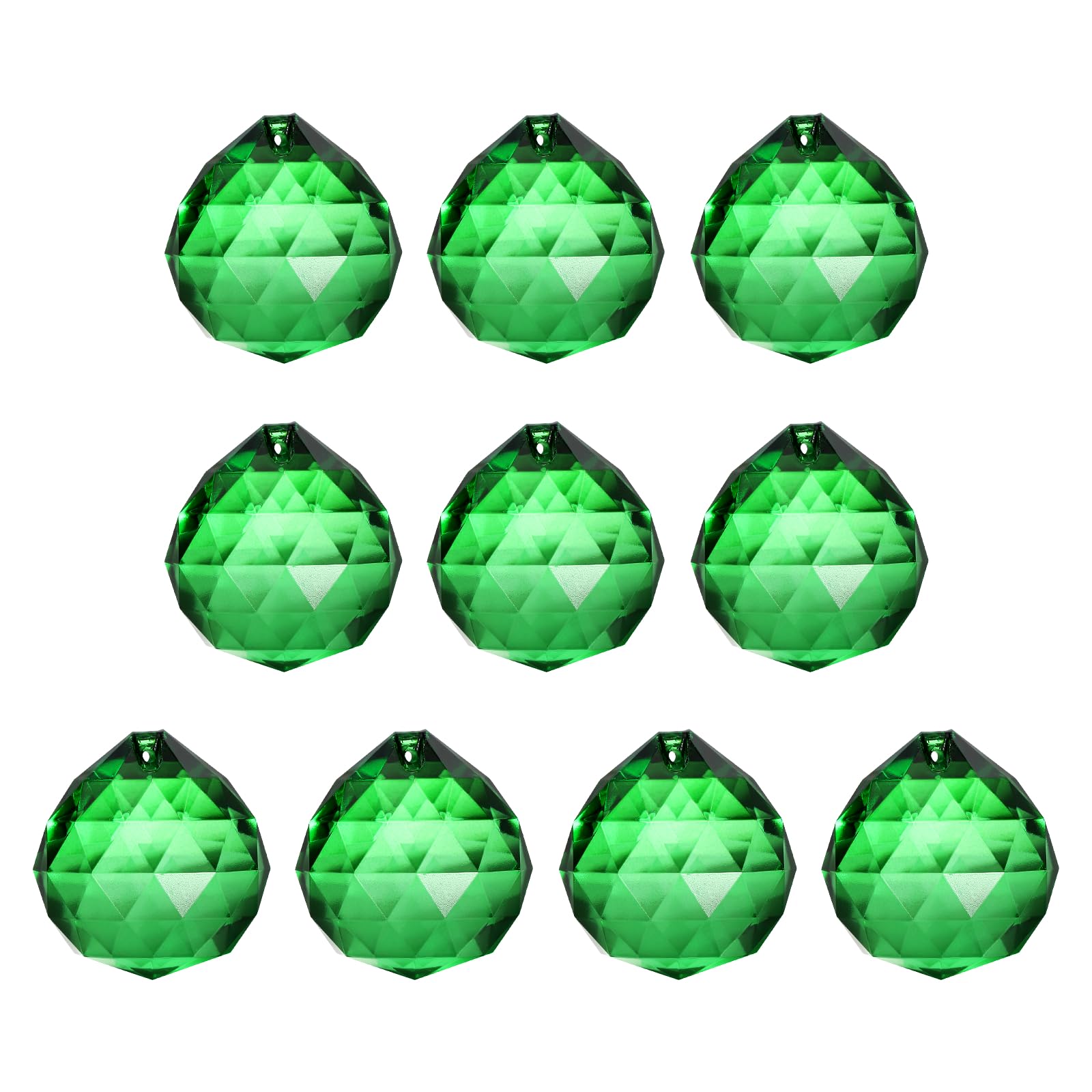 YELARXI Crystal Ball Prisms, Sun Catcher Hanging Prism Sun Catcher Pendant 18mm / 0.71Inch & 10 Pack & Dark Green-Fitting for (Outdoor/Indoor/Windows/DIY Decor/Feng Shui/Chandelier)