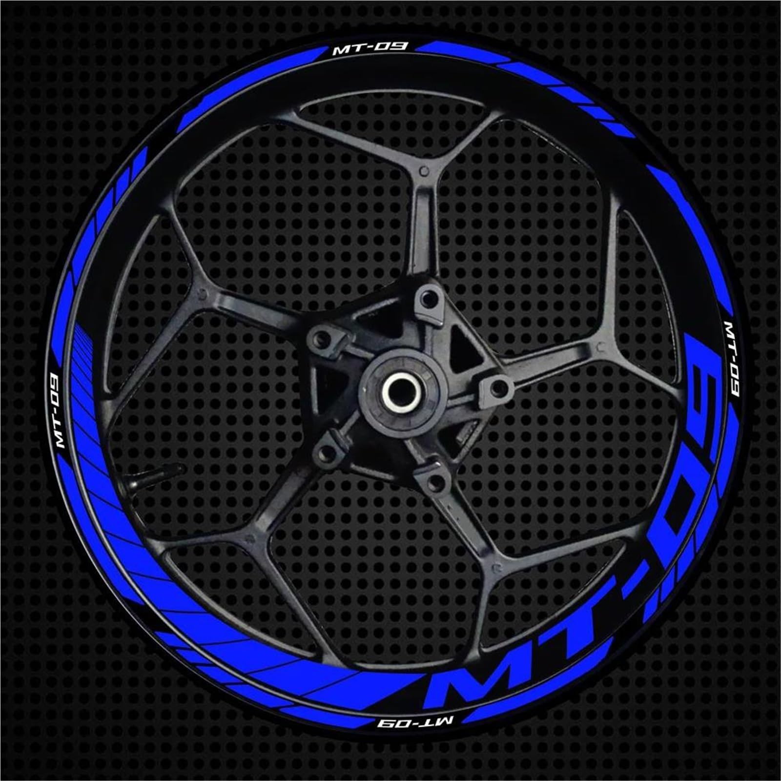 Abziehbild Reflektierende Felgenaufkleber Für Yamaha MT-09 (MT09 MT 09) – Rennfelgenstreifen, Wasserdichtes Zubehör(Blu)