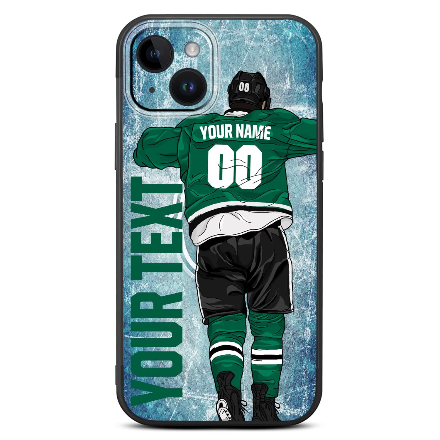 VNGDA DIY Custom Name & Number Ice Hockey Team Case for iPhone17 Air 16 15 Pro Max 14 13 Mini 12 11 Xs Max Xr SE3 8 7 6 Plus，Liquid Silicone with