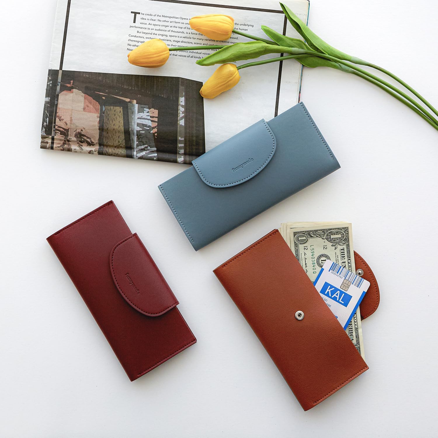 carrotez All-in-One Long Bifold 2-Tier PU Leather Wallet for Women, Money Organizer for Travel, Budgeting, Cash Envelope Wallet for Carrying Cash, Credit Cards & Business Cards - Brown - Image 7