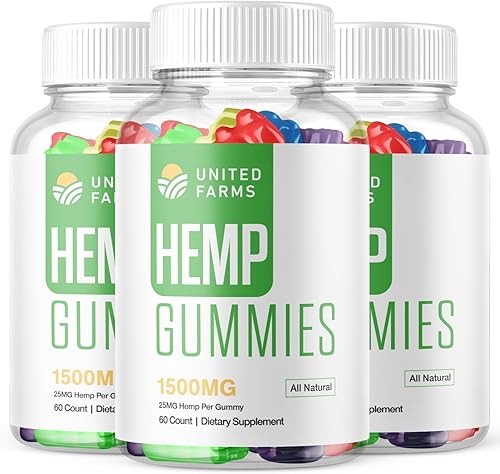 United Farms - Gomitas de cáñamo (3 unidades) - Gomitas de cáñamo de United Farms con extracto de cáñamo premium, suplemento de extracto de tanque