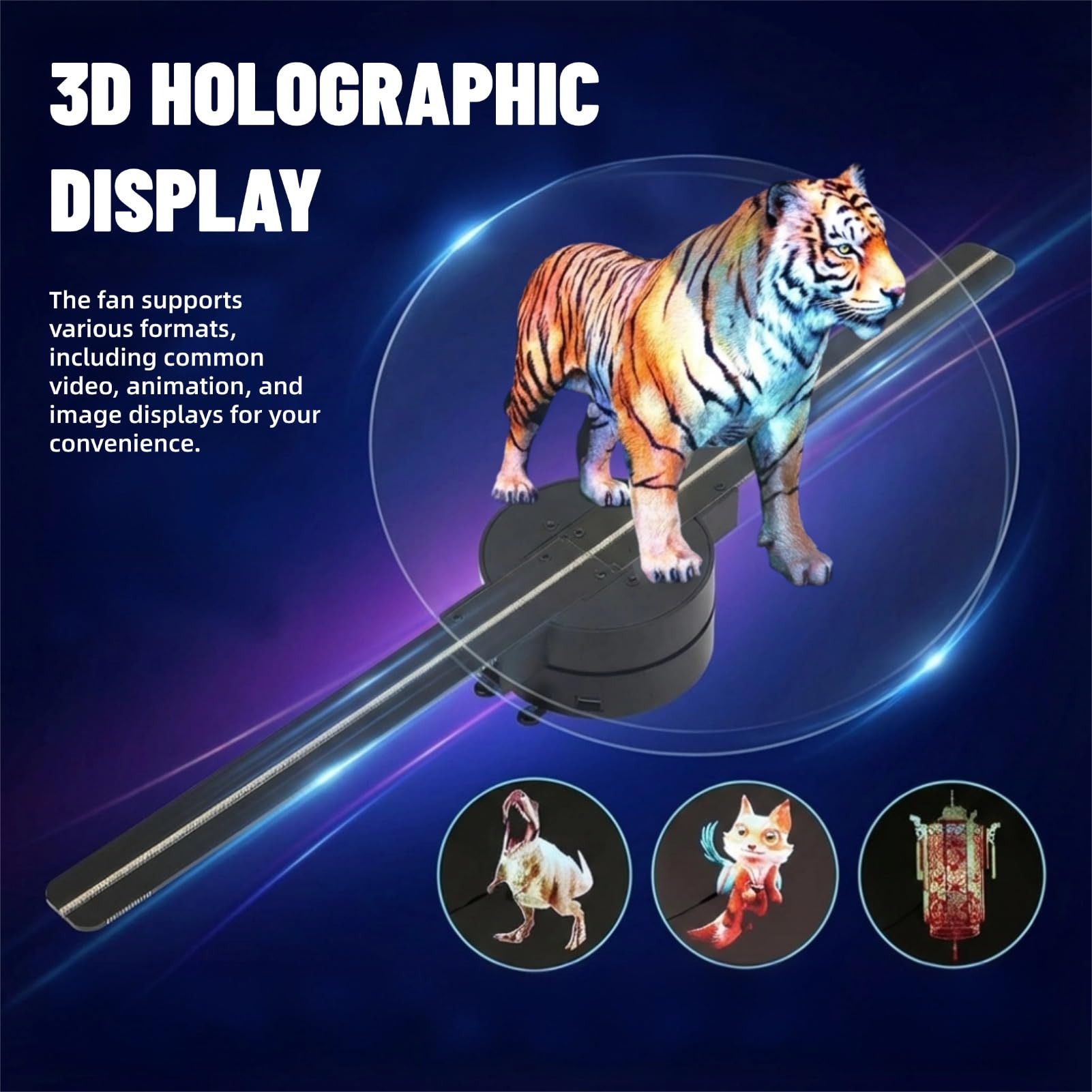 Ventilateur D'hologramme 3D, Projecteur Holographique 3D WiFi 16,5 Pouces 2000 X 224 avec 224 Perles de Lumière LED, Lucarne de Plafond LED Holographique, pour Affichage Publicitaire de