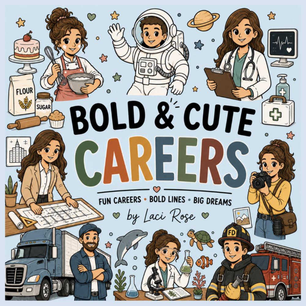 BOLD & CUTE CAREERS: Fun and Relaxing Career-Themed Coloring Pages with Bold Easy Designs Featuring Nurses, Firefighters, Astronauts, Bakers, Scientists, and More