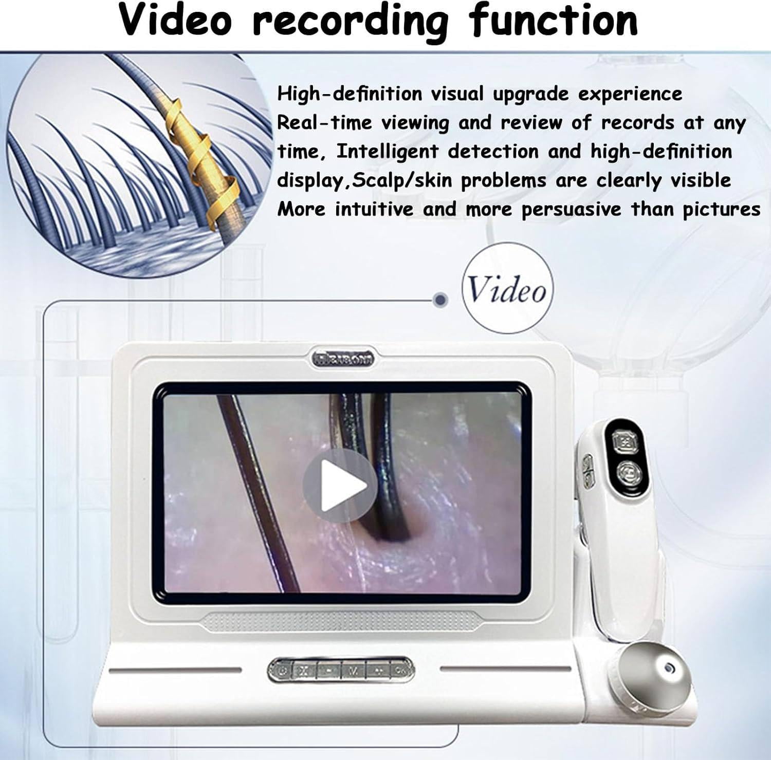 11 Zoll Digitaler Haartester & Mikroskop, multifunktionales Analysegerät für Haut, Haar und Kopfhaut, HD-Display zur Öl-, Feuchte- und Follikeluntersuchung
