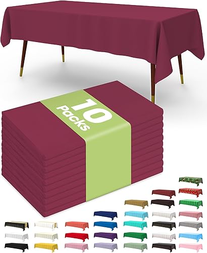 Miniatura 12 de Pureegg Mantel de plástico desechable, paquete de 10 manteles de 54 x 72 pulgadas, decoraciones de fiesta de Halloween, decoración Summerween, Negro