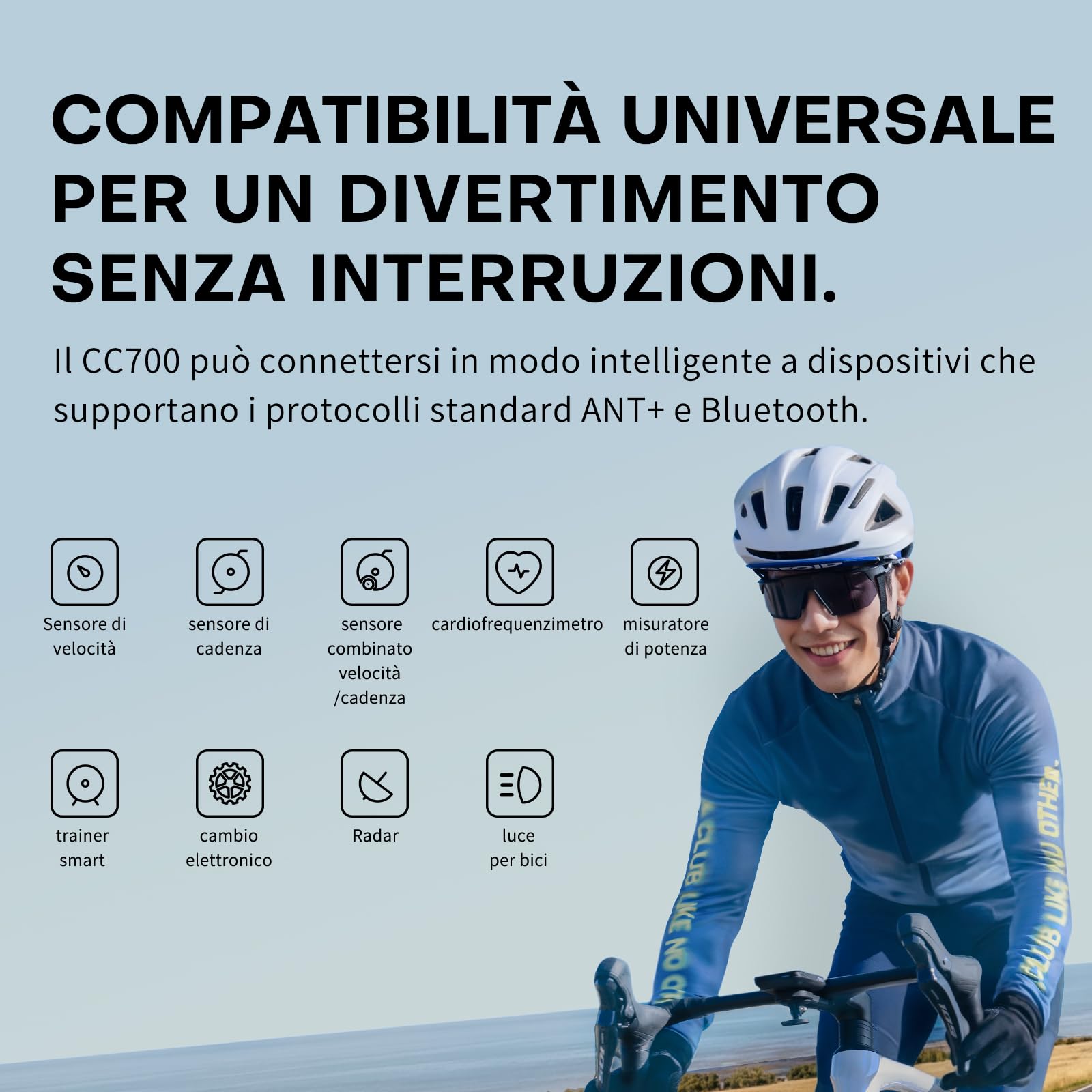 GEOID CC700 GPS Contachilometri Bici Senza Fili con Grande Schermo a Colori 2,8 Pollici – Ciclocomputer GPS con Navigazione per Tracciato, ANT+ & Bluetooth, IPX7 Impermeabile, Autonomia 15-25 Ore