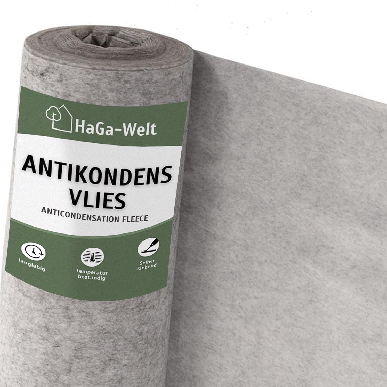 Non-tissé anti-condensation HaGa 95g/m² 10m x 1,2m autocollant pour tôle trapézoïdale, tôle d'aluminium, tôle de toit - protection efficace contre l'humidité et la condensation