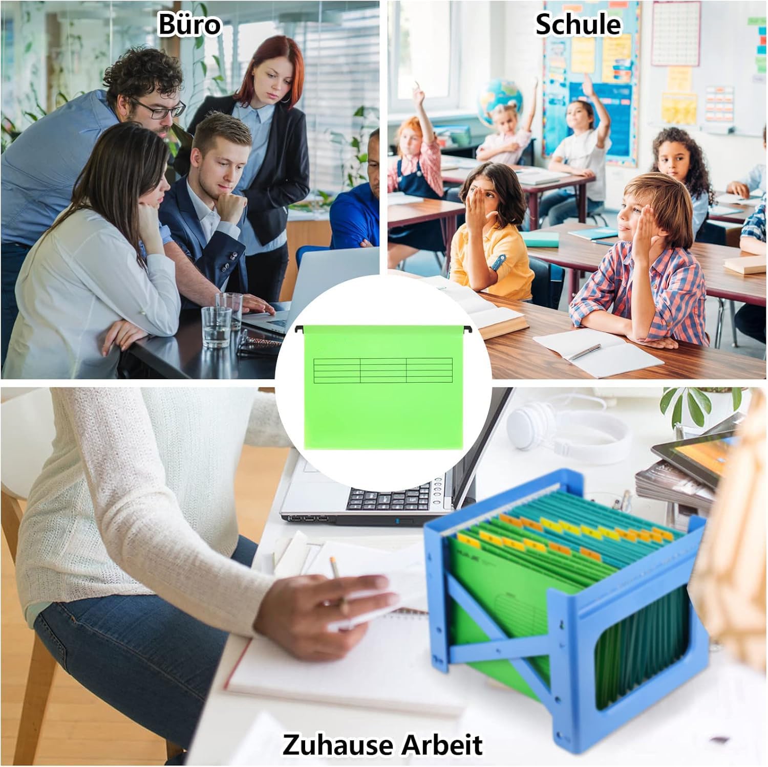 MIVIDE 25pcs Dossiers Suspendus A4, Dossier Suspendus Plastique a4 avec Onglets pour Bureau, école, Maison, Travail (5 Couleurs)