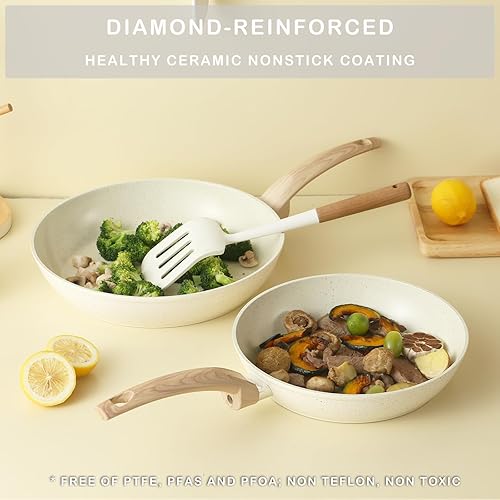 Miniatura 2 de Hausfrau Juego de ollas y sartenes antiadherentes, juego de utensilios de cocina de cerámica antiadherente con sartén cacerola para saltear