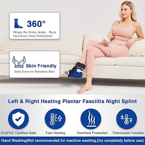 Miniatura 4 de Paquete de 1 almohadilla térmica de tobillo para alivio de la fascitis plantar, 3 correas ajustables con soporte de arco para tendinitis de Aquiles,