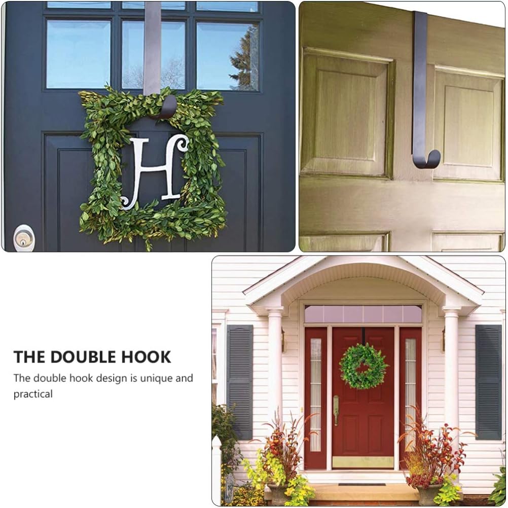 Cabilock Double Sided Wreath Hanger Sign Hook: Over The Door Metal 2 Sided Wreath Hooks for Hanging Fall Halloween Decorations Over Front or Garage Door : Home & Kitchen