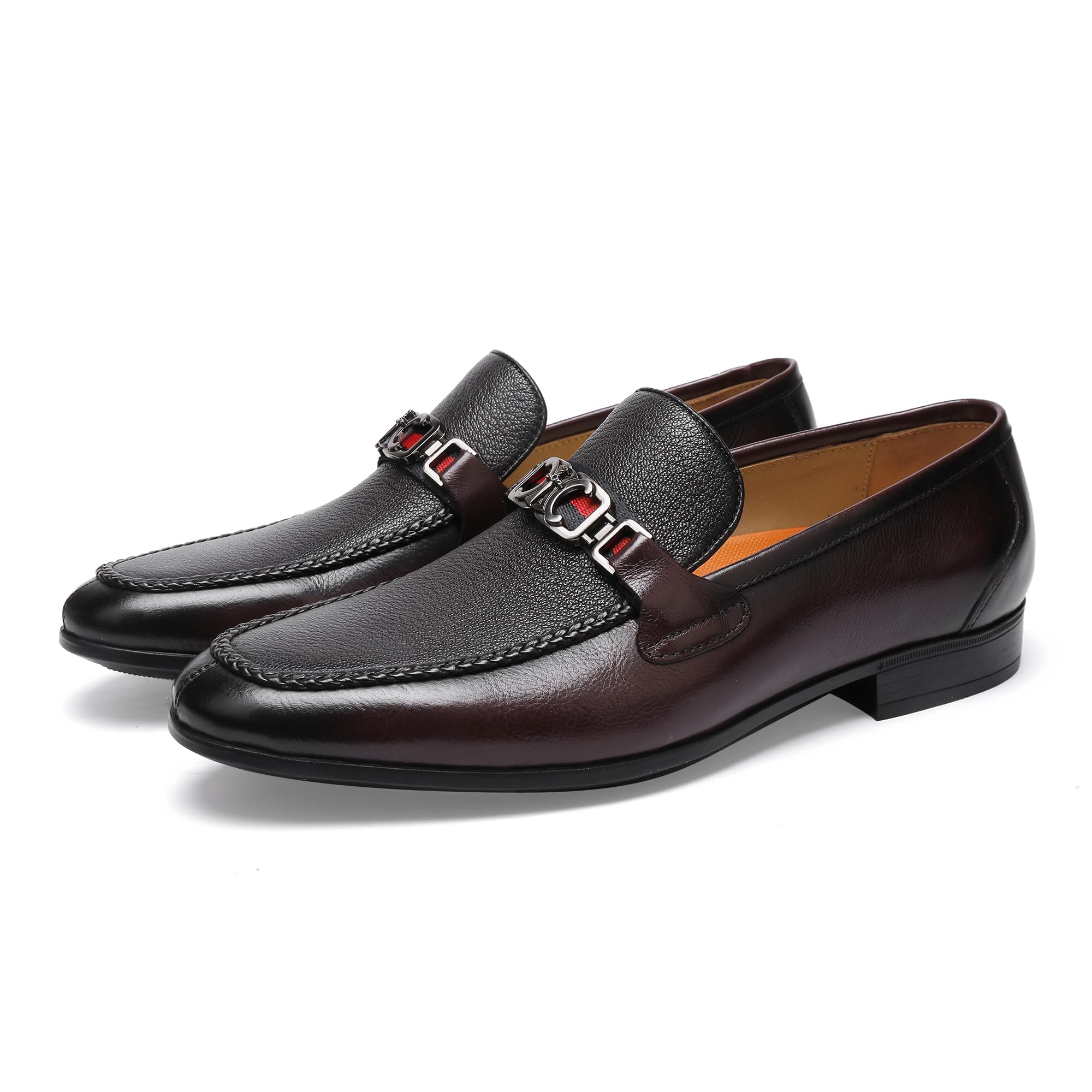 Mocasines de piel auténtica, zapatos de vestir formales para hombre