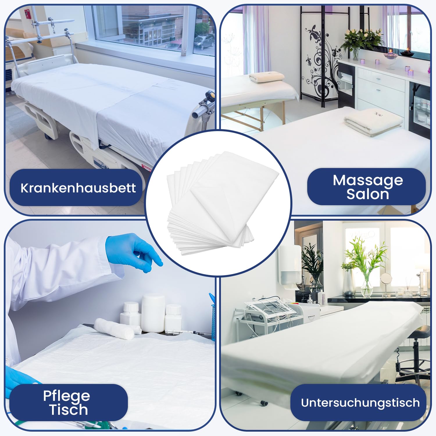 BORNOVA – 10er Pack Einweglaken 140x240 cm – Untersuchungslaken aus Vliesstoff – Medizinische Einweg Bettlaken für Massagetisch, Kosmetik & Wellness
