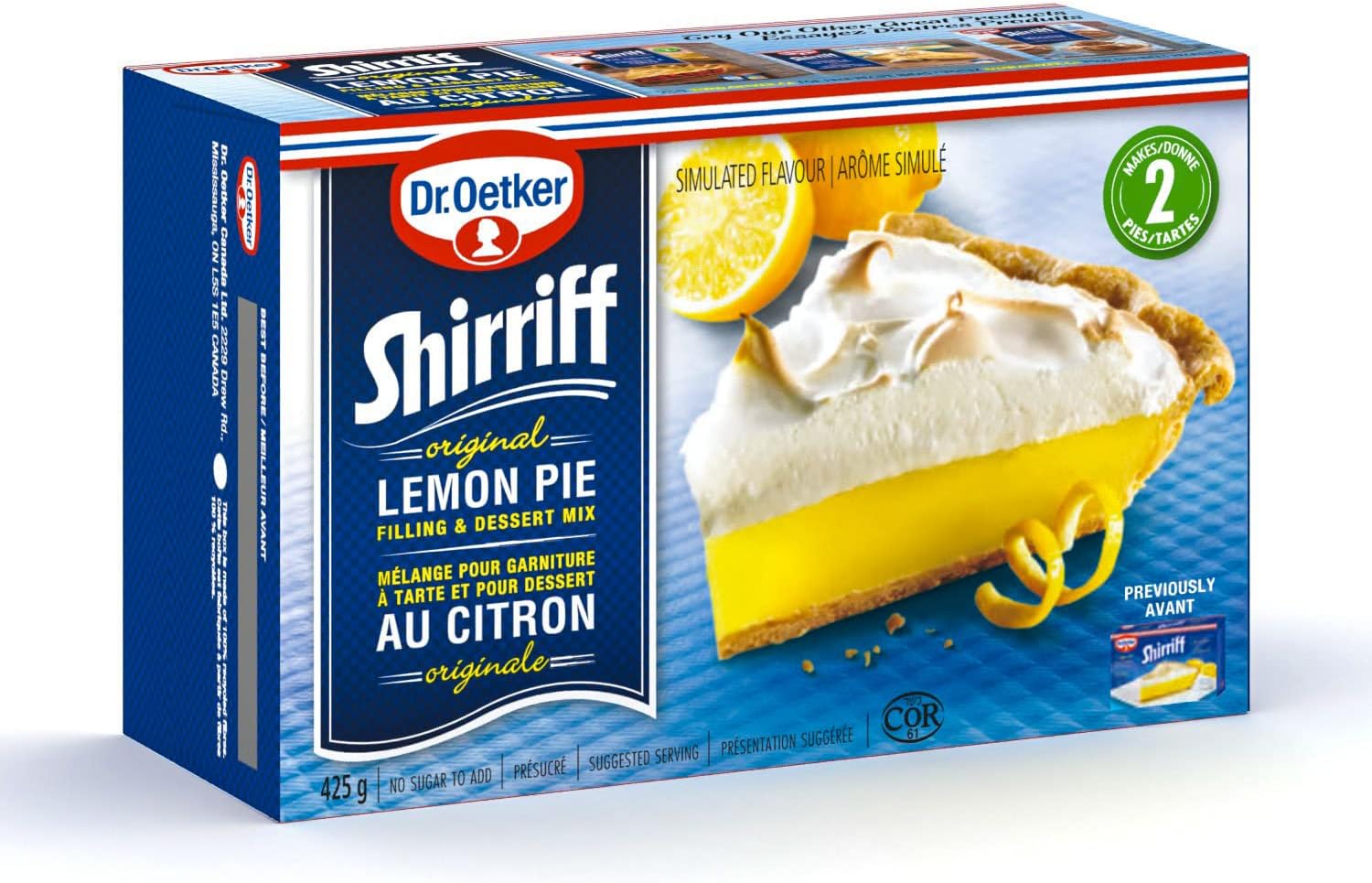 Dr. Oetker Shirriff Pie Filling and Dessert Mix Lemon 425 Grams/15 Ounces