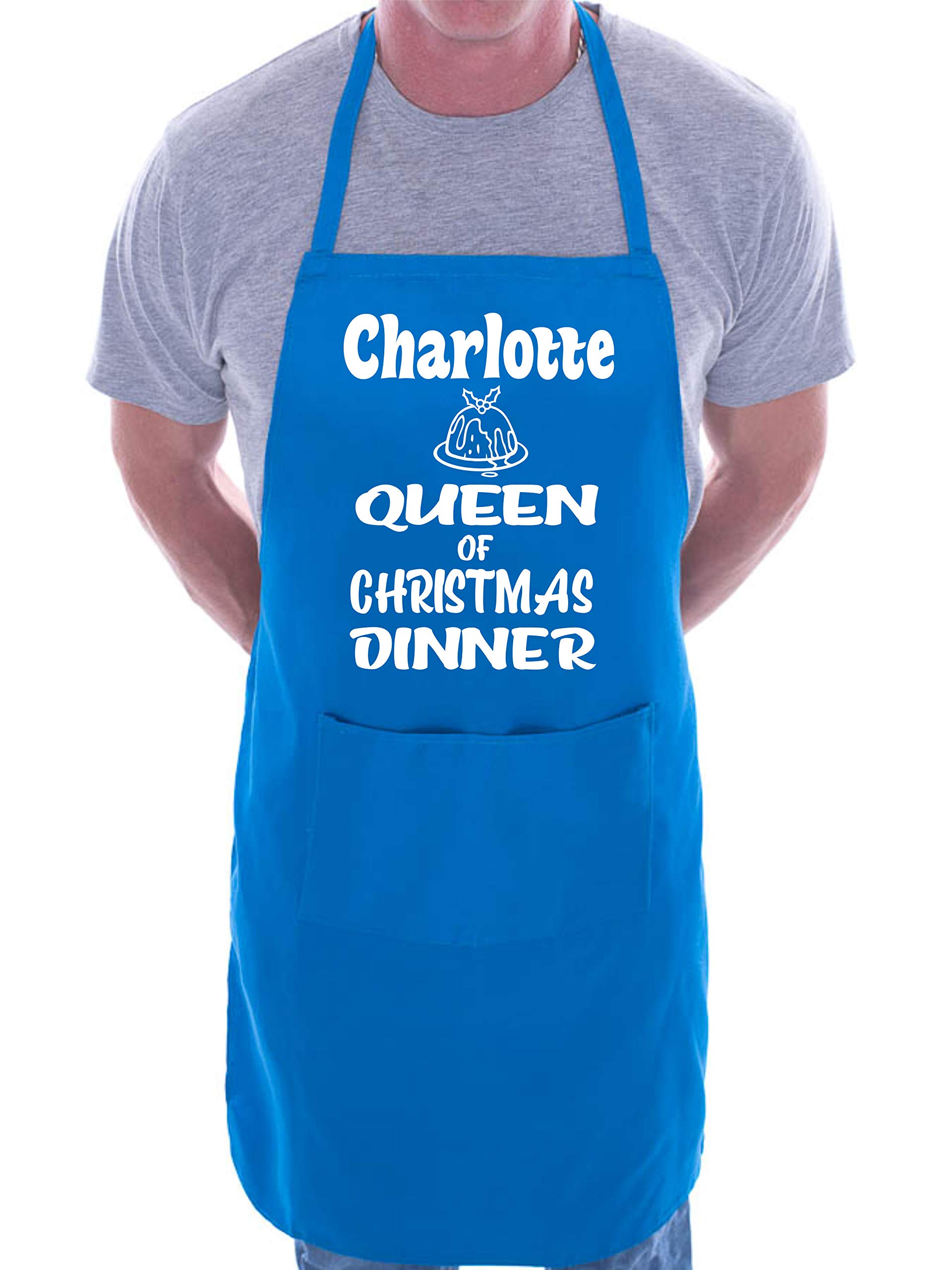 Print4u Blue Charlotte Queen Of Christmas Dinner Personalised Chef Bbq Apron