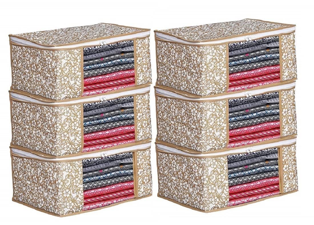 Perpetual Saree Organizer For Wardrobe - Foldable Saree Covers With Zip, Multipurpose Storage Bag For Suit, Lehanga, Dress Packing With Transparent Window Pack of 3 (Beige) (B0CP65CZSD) Amazon Price History, Amazon Price Tracker