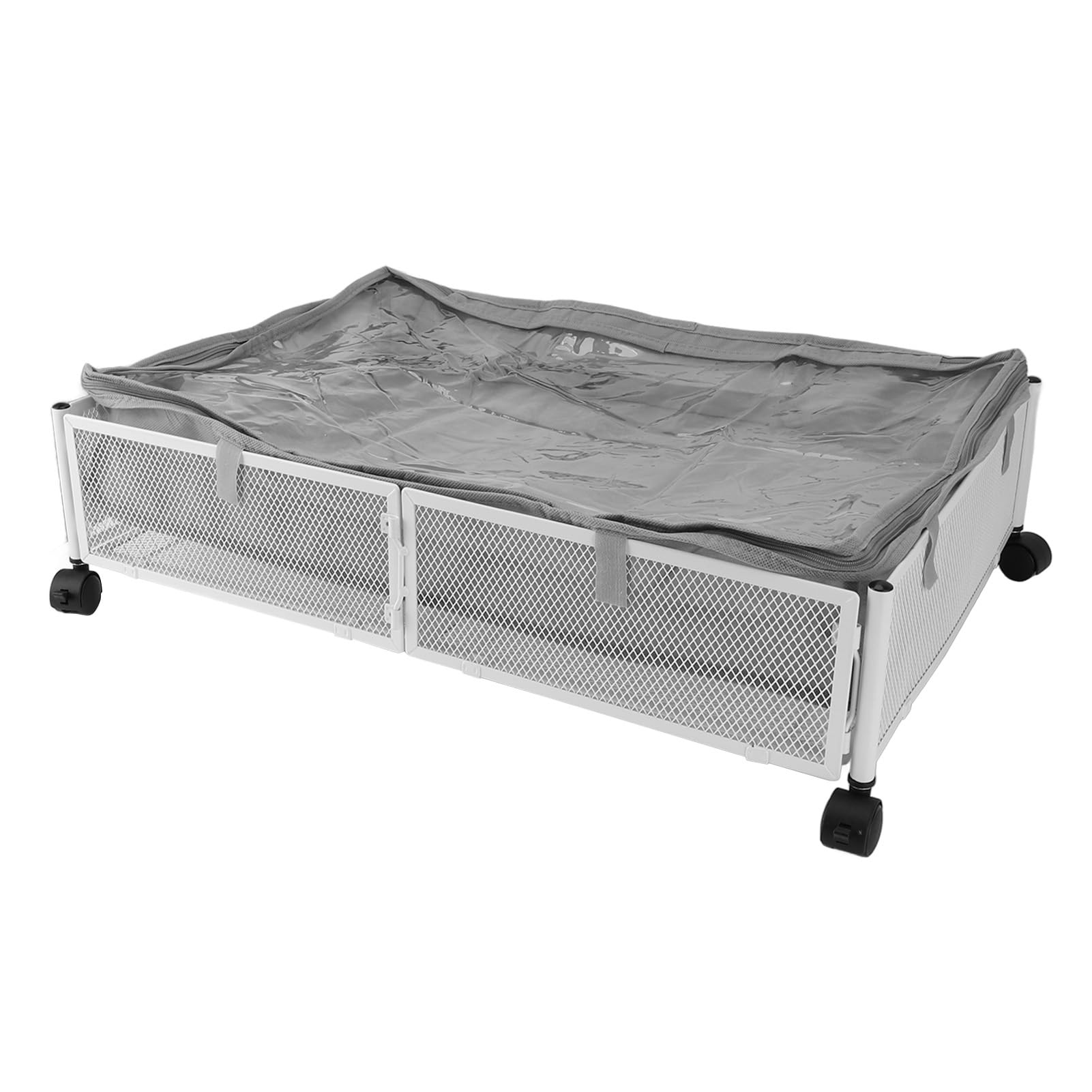 Ejoyous Contenitori Portaoggetti Sotto il Letto con Ruote Cassetto Portaoggetti Sotto il Letto in Metallo 23,6 X 15,7 X 6,1 Pollici con Coperchi Griglia Visiva a 4 Ruote per Vestiti Scarpe (WHITE)