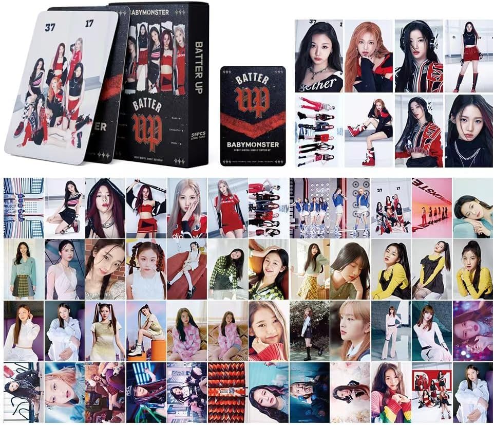 SCISSHBABY-MONSTER 55 pcs Photocards 'BATTER UP' ’LIKE THAT‘ Album BABYMONS7ER RAMI AHYEON RUKA CHIQUITA Postcard (batter up)