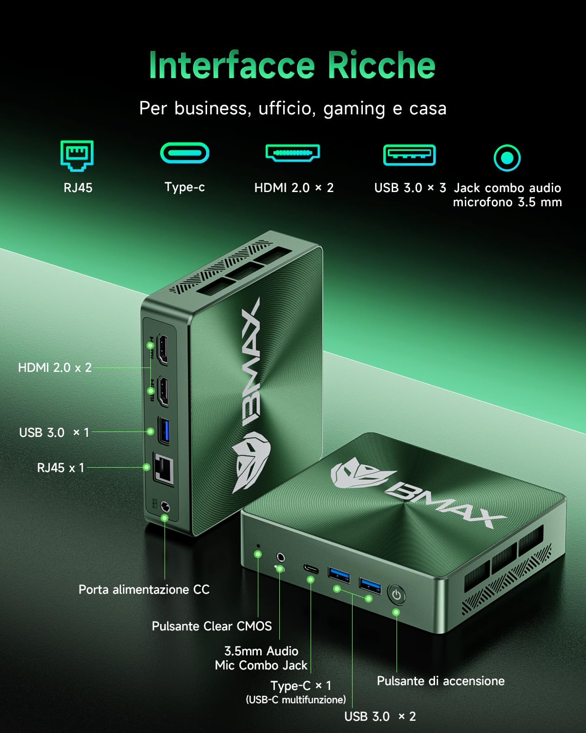 BMAX Mini PC B6 Plus, Intel Core i3-1000NG4 12GB LPDDR4 RAM 512GB NVMe SSD | Superare 3150U/N100, fino a 3,2 GHz, Mini Computer W-11 Pro, HDMI/USB-C Display Triplo 4K@60Hz, WiFi, BT Ufficio/Casa/Scuola
