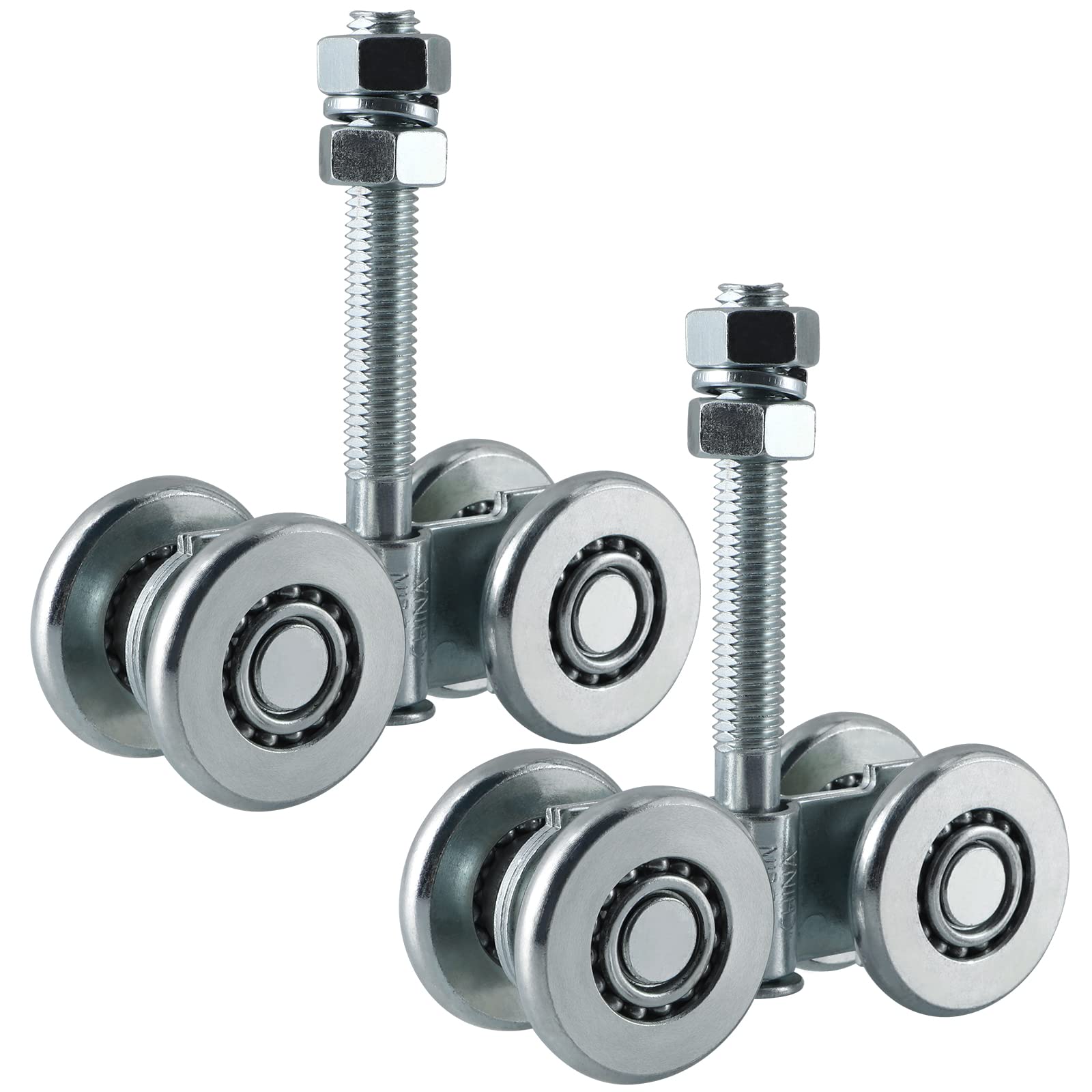 Skelang 2-Pack Box Rail Hnager, Double Wheel Rail Hanging Trolley, Trolley Hanger for Sliding Barn Door, Total Load Capacity 441 Lbs