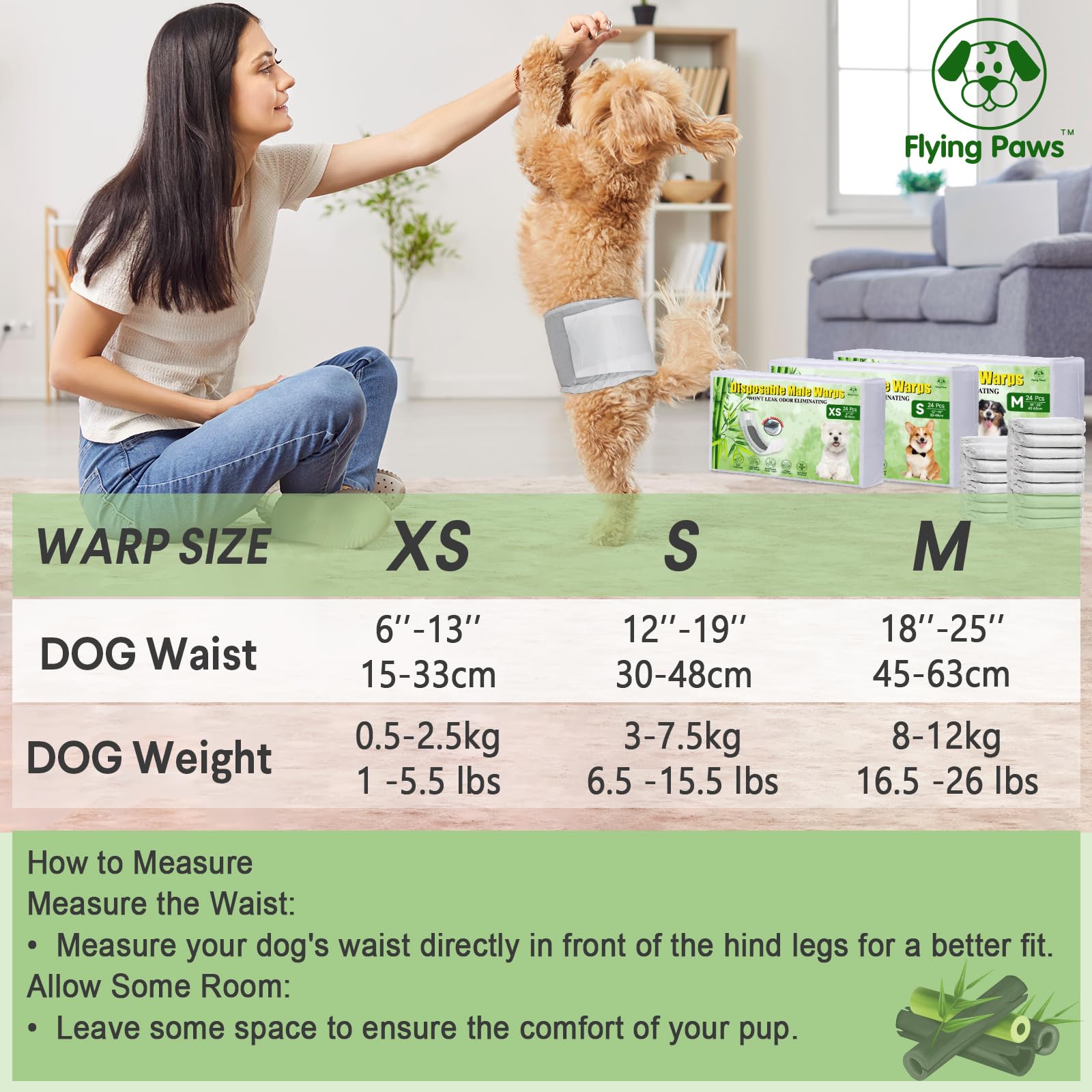 Couches pour Chien mâle, M-48 Couches jetables pour mâles avec Charbon activé, Neutralisation des odeurs, Couches Douces et Respirantes, Pantalons d'incontinence pour Chiots M-48