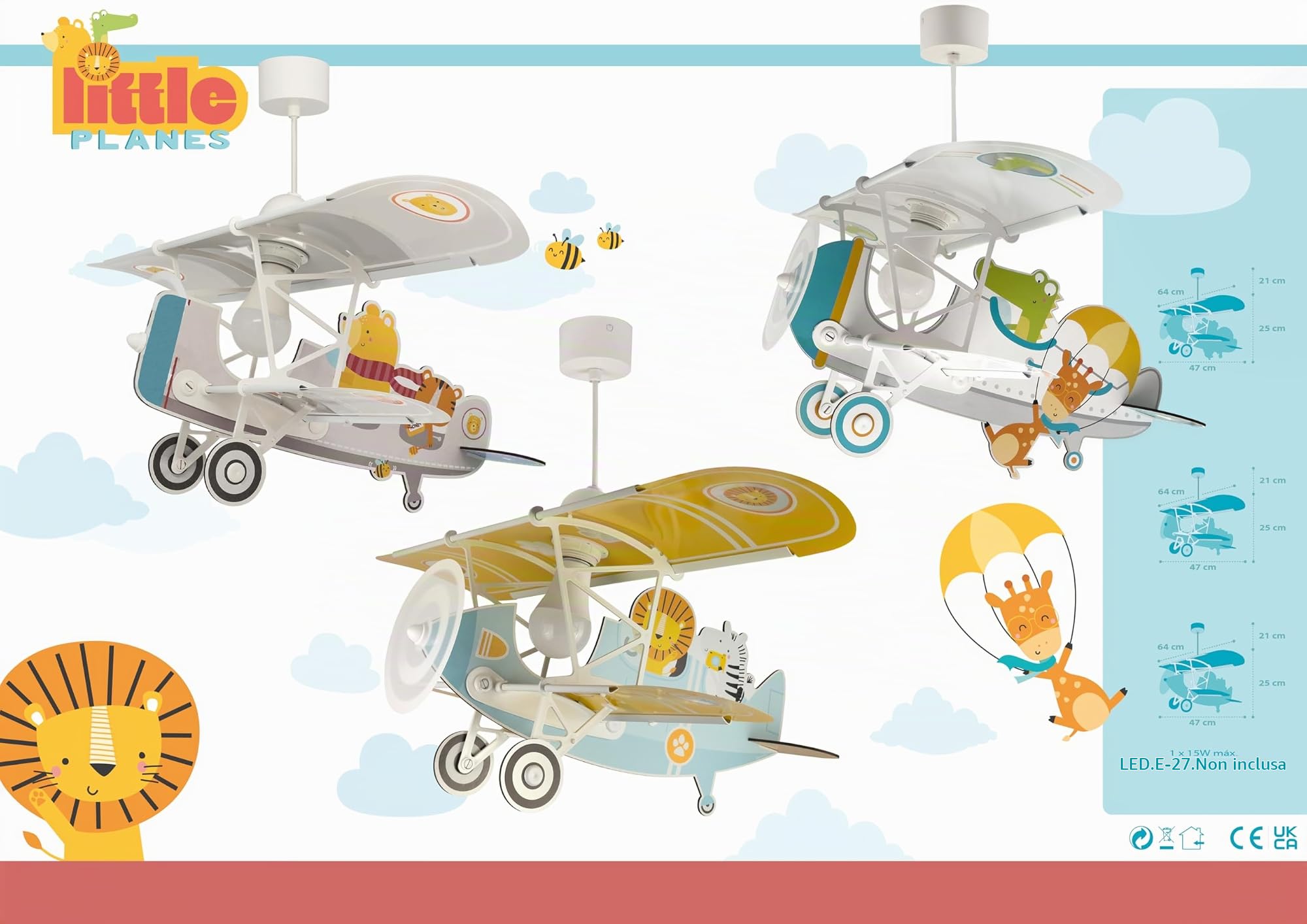 DALBER Lampada da soffitto a sospensione per bambini Teddy, Orso, 54522, E27-15W, grigia, lampade per bambini, cameretta, si illumina al buio | E27 - 15 W; cameretta dei bambini; lampade per bambini; brilla al buio; Teddy