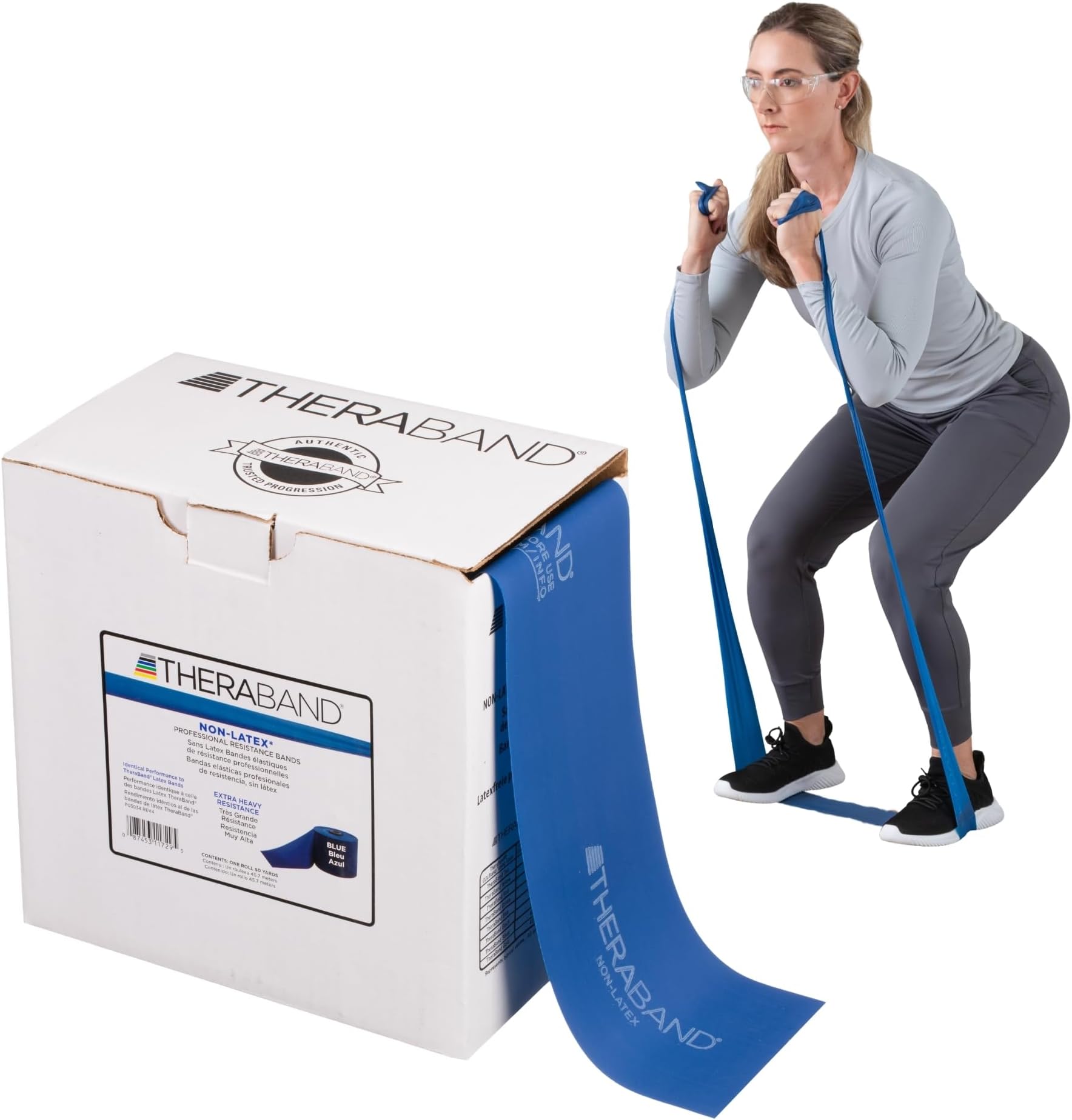 THERABAND Resistance Band, Blue, Extra Heavy, 50-Yard Roll, Latex-Free, Elastic Band for Exercise, Physical Therapy, Yoga, Pilates, Stretching, Home Workouts, Cut-to-Length, Color-Coded Levels
