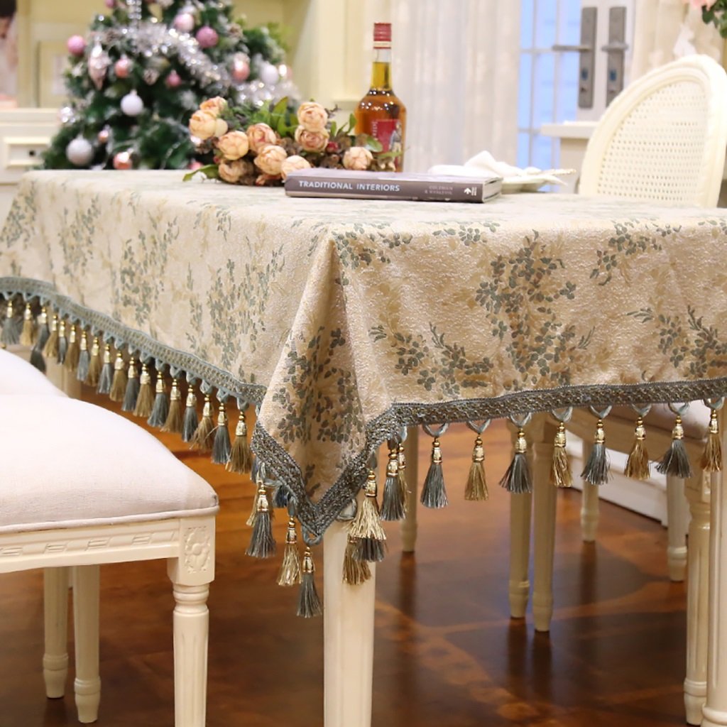 Nappe carrée Art et tradition avec bordure à franges chic