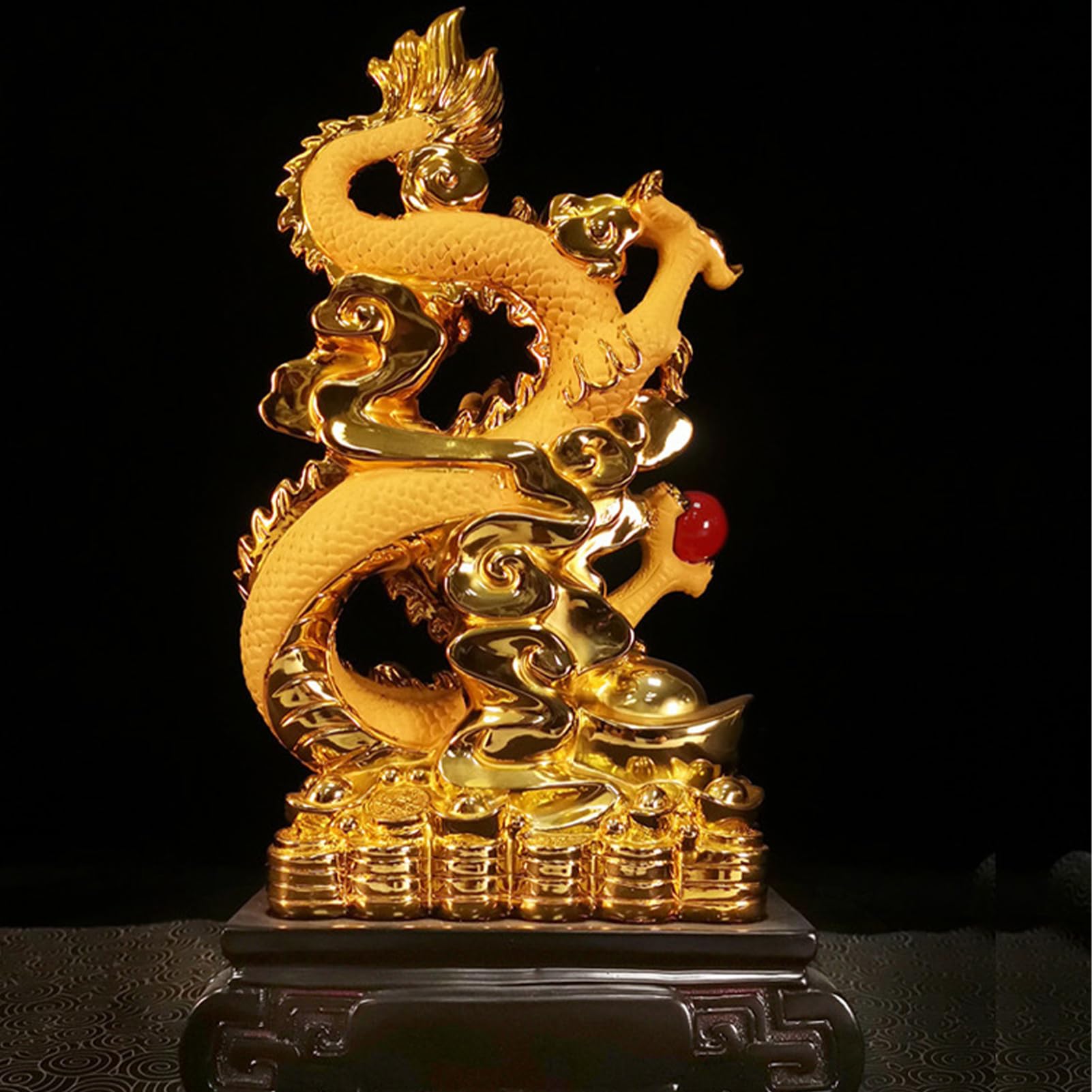 Statua Dorata del Feng Shui 2024, Statua del Drago dello Zodiaco Cinese in Resina Dorata, Decorazione Feng Shui da Collezione per Fortuna E, Collezione di Regali di Fortuna per La Casa