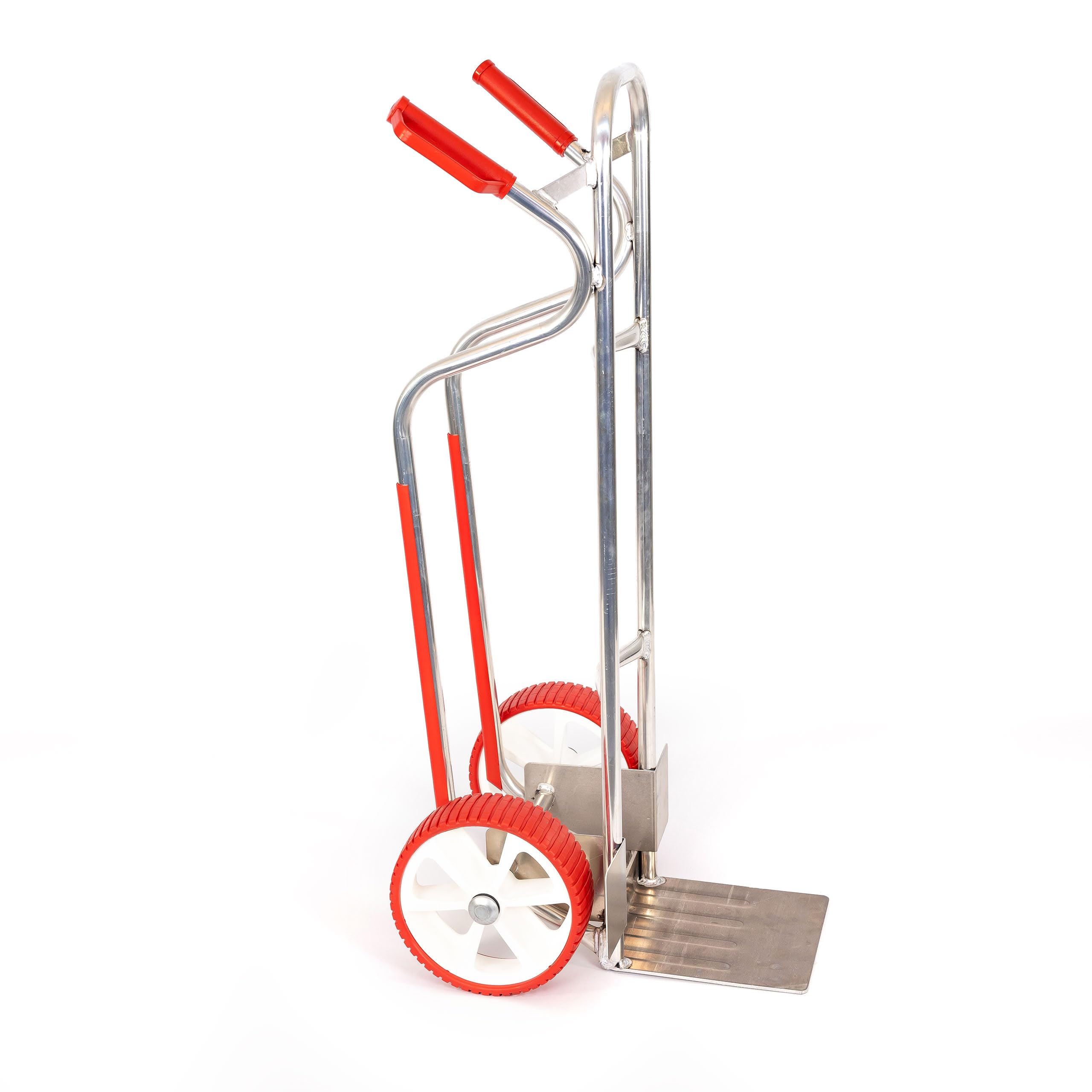 RLW - Carretilla profesional de aluminio apilable Alu200, 200 kg, pala de 280 x 280 mm, fabricada en la UE, no es importación asiática, ruedas a su elección (rueda de poliuretano rojo/rueda de PVC